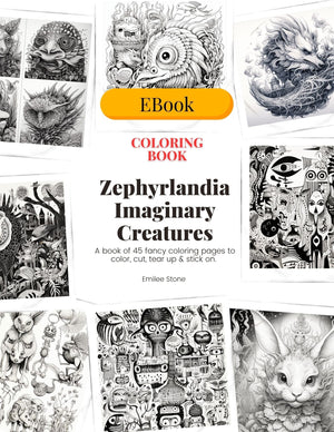 Collage Soup Zephyrlandia: Printable (eBook) Fantasy Creatures for Coloring, Collage & Art Journals – 45 Pages