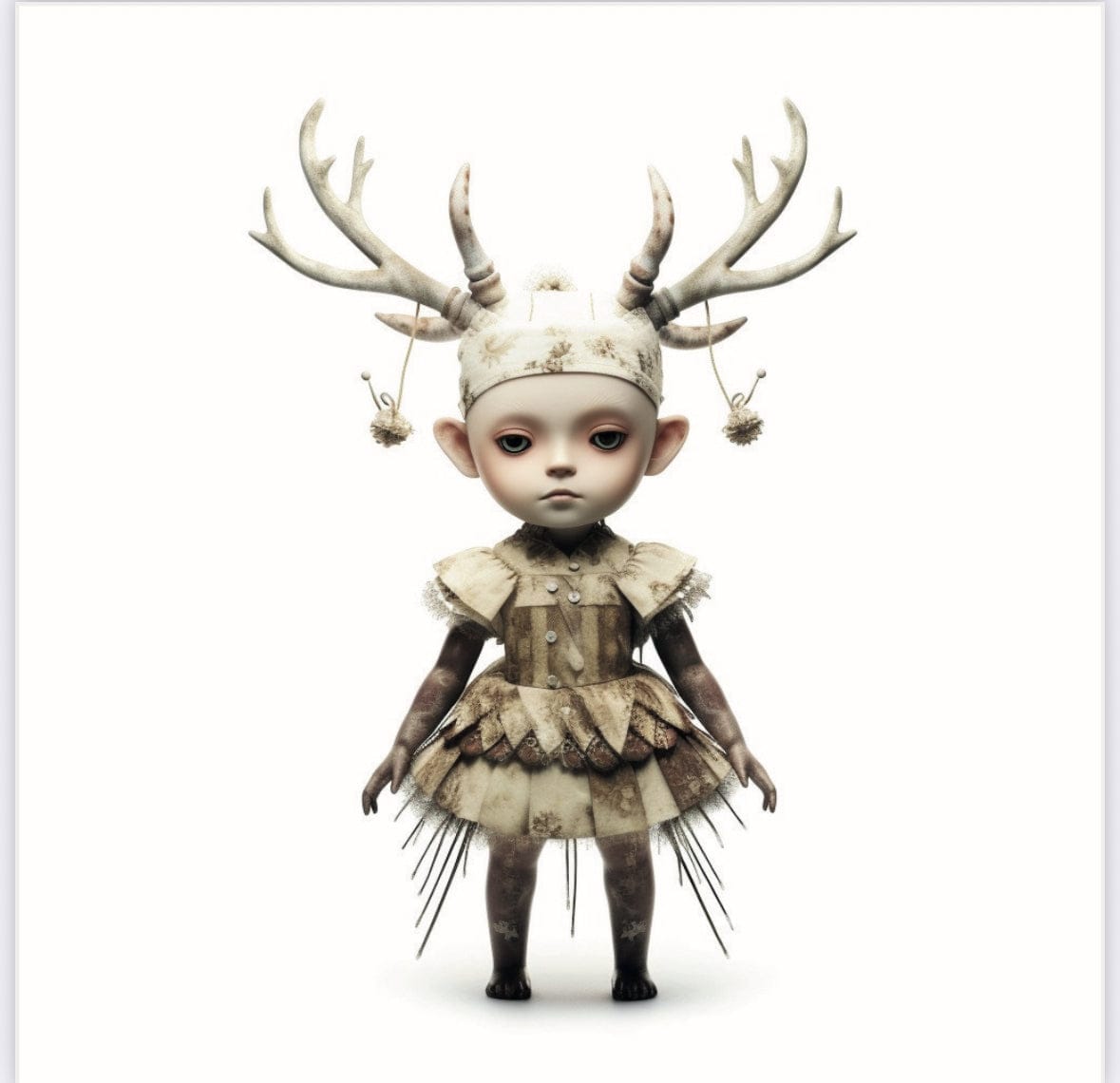 Collage Soup Antlered Doll – Gothic Vinyl Die-Cut Sticker (3–4”) for Journals, Laptops & Water Bottles