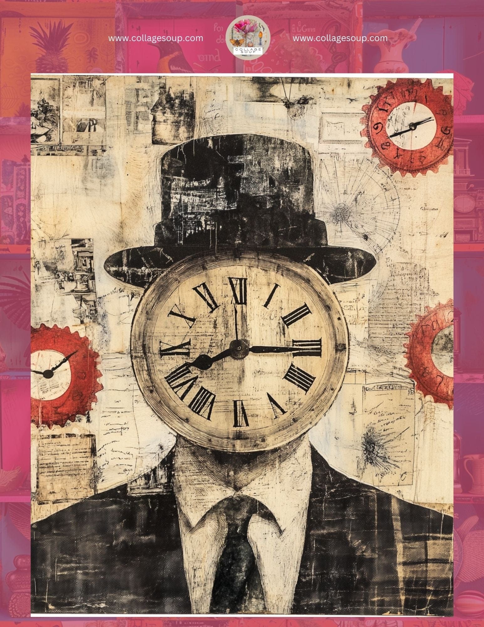 Collage Soup Clock Men FREEBIE - collage sheets