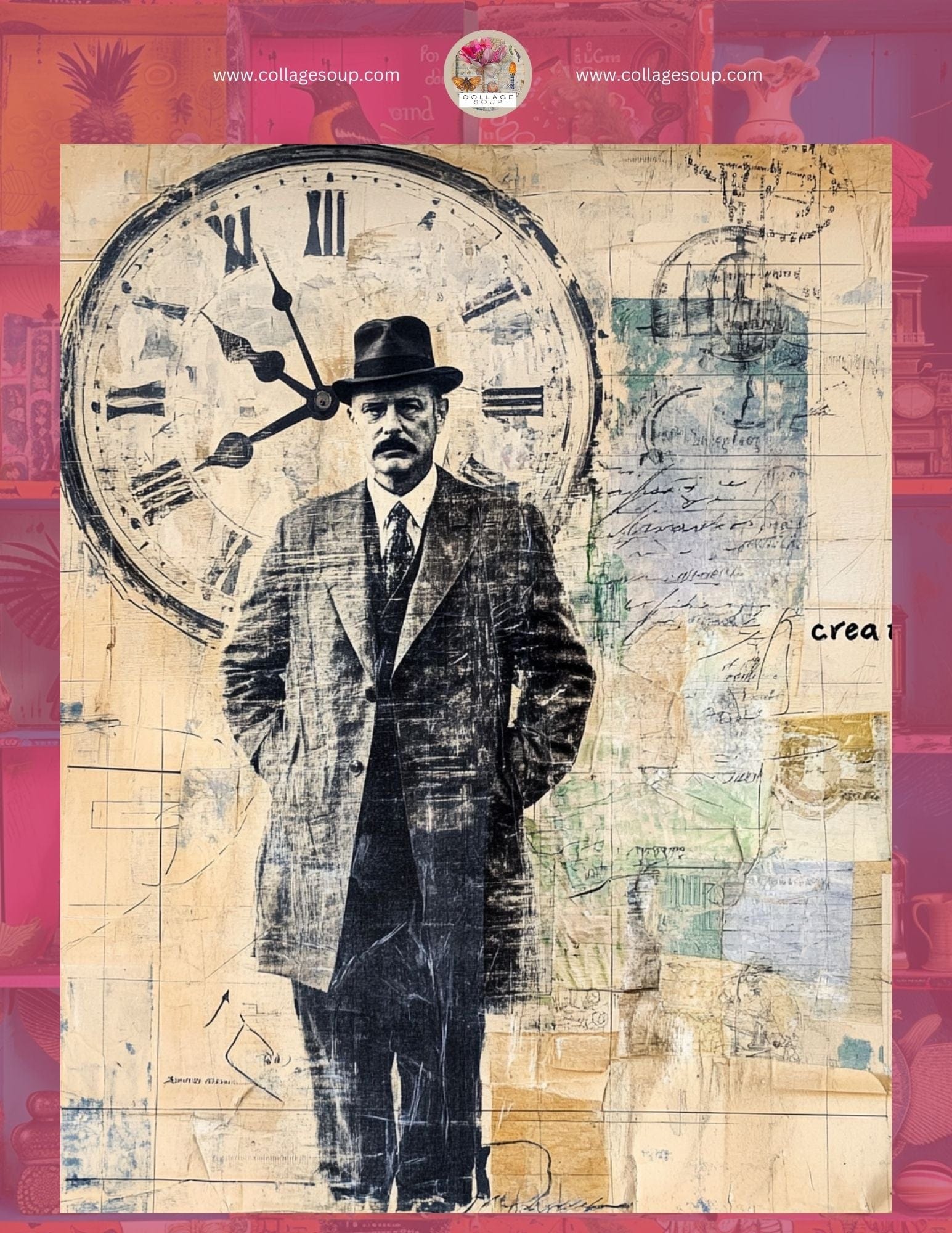 Collage Soup Clock Men FREEBIE - collage sheets