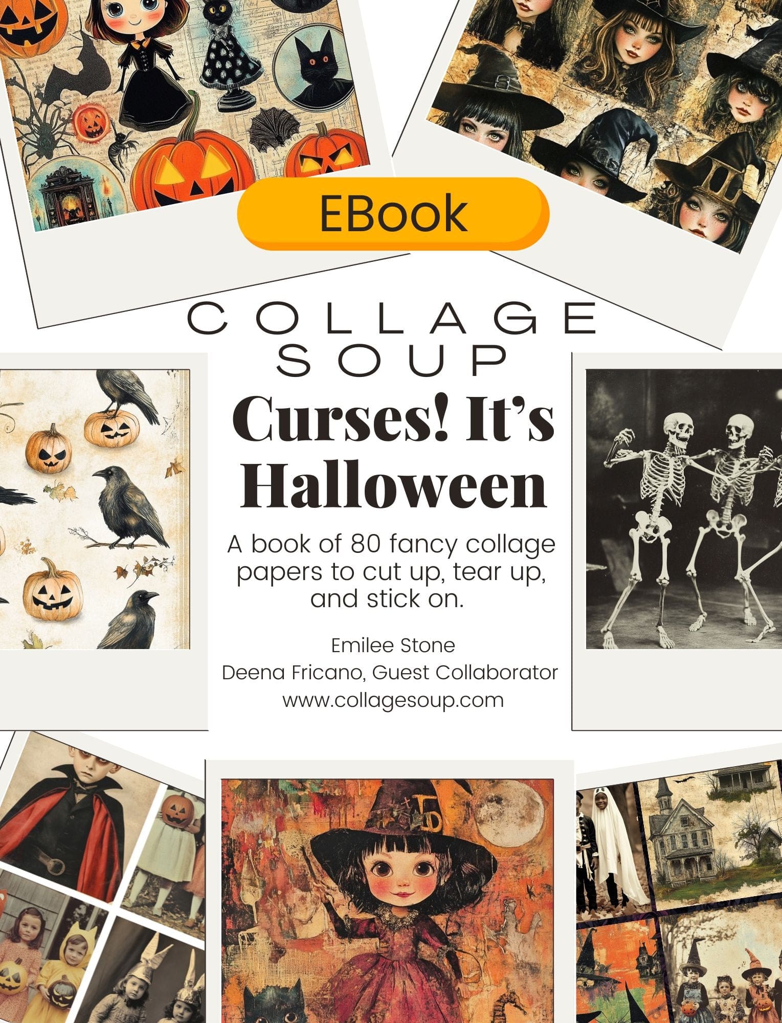Collage Soup Curses! It’s Halloween – eBook | 84 Pages of Festive Halloween Collage Papers & Ephemera