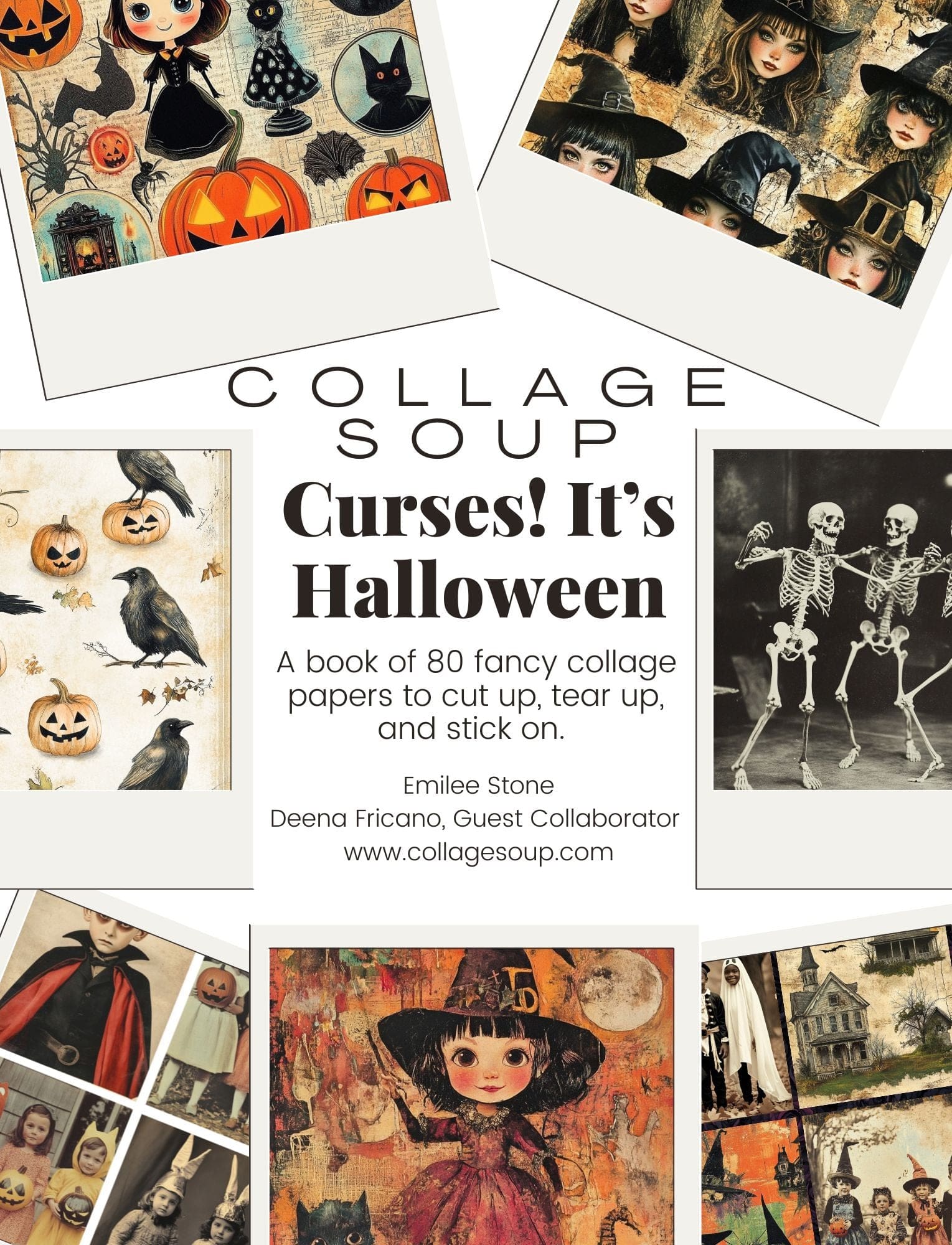 Collage Soup Curses! It’s Halloween – Paperback | 84 Pages of Festive Collage Papers with Cats, Costumes & Bats