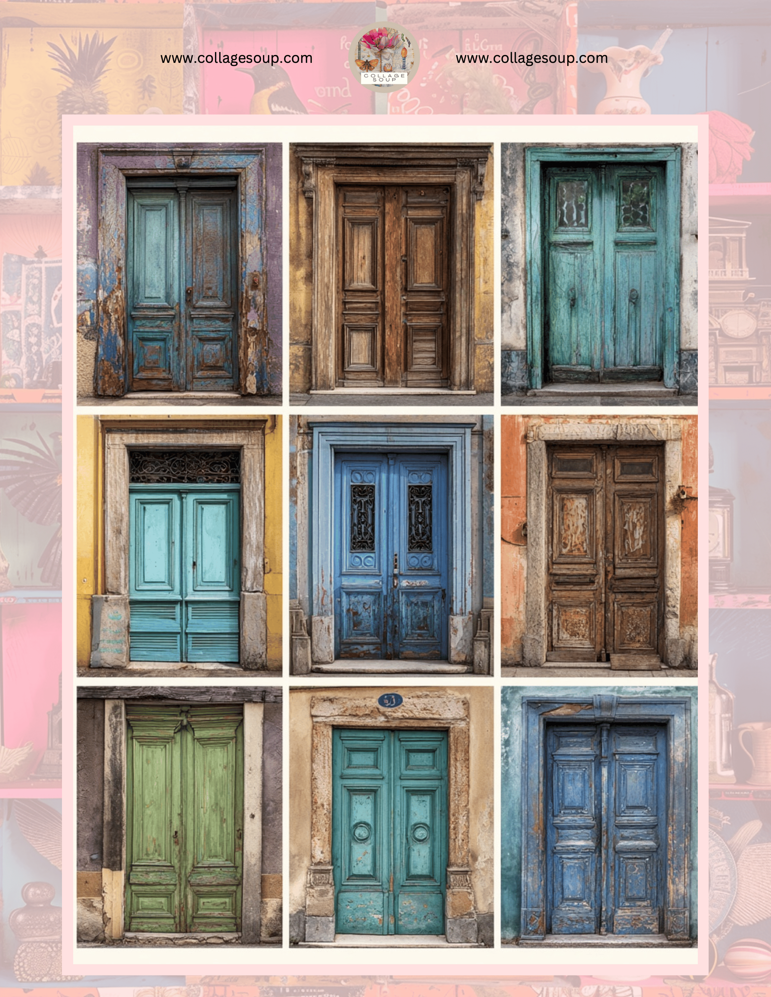 Collage Soup Doors & Thresholds Freebie | eBook | Vintage and modern door collage sheets