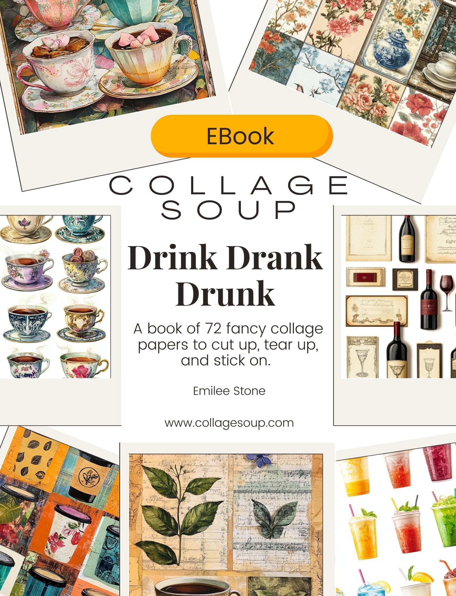Collage Soup Drink Drank Drunk eBook | Digital Collage Papers | Coffee, Tea & Ritual
