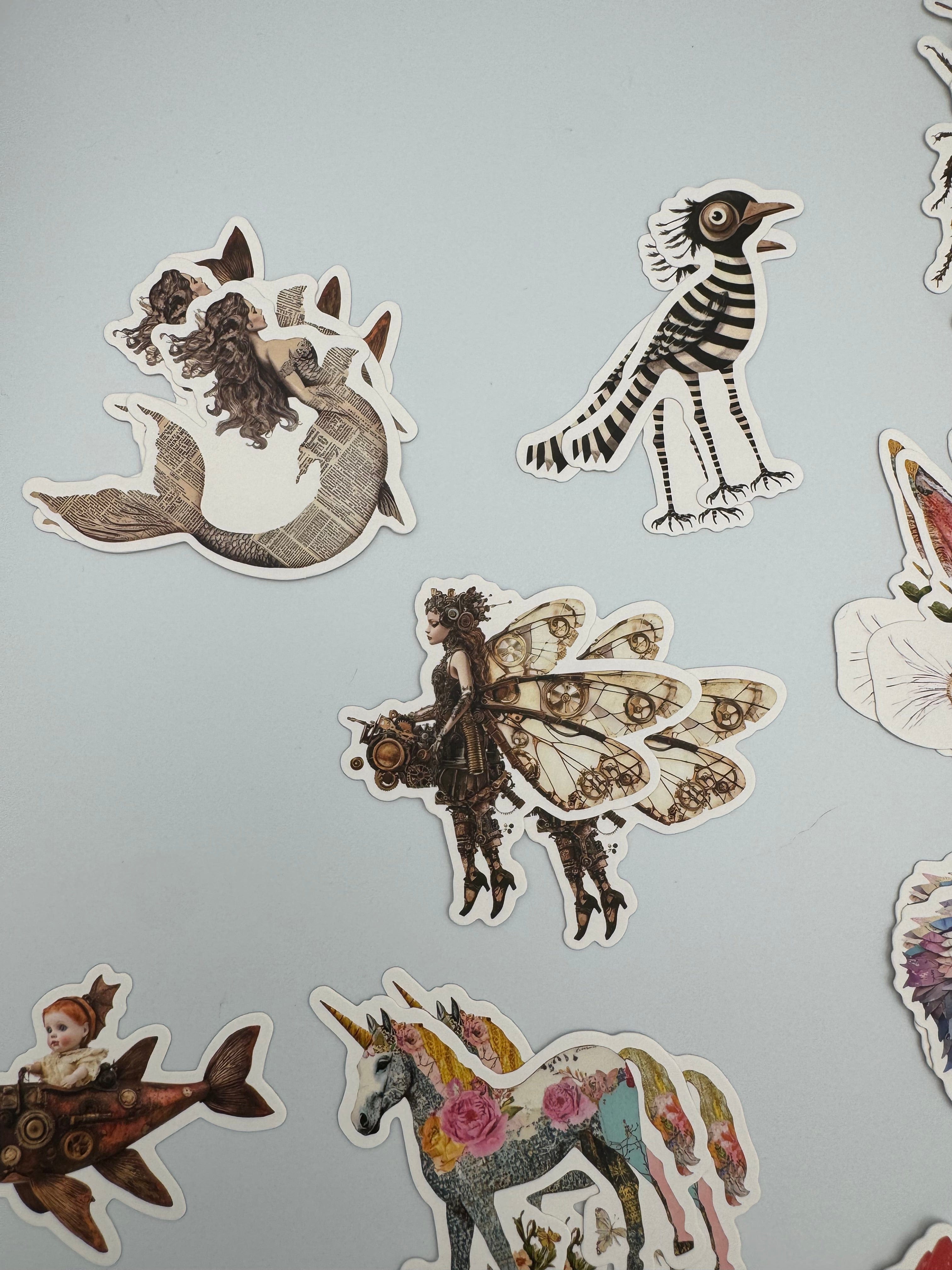 Collage Soup Fantastical Creatures Chonky Bites | 12 Unique Designs (24 Total) Cardstock Die Cuts for Mixed Media