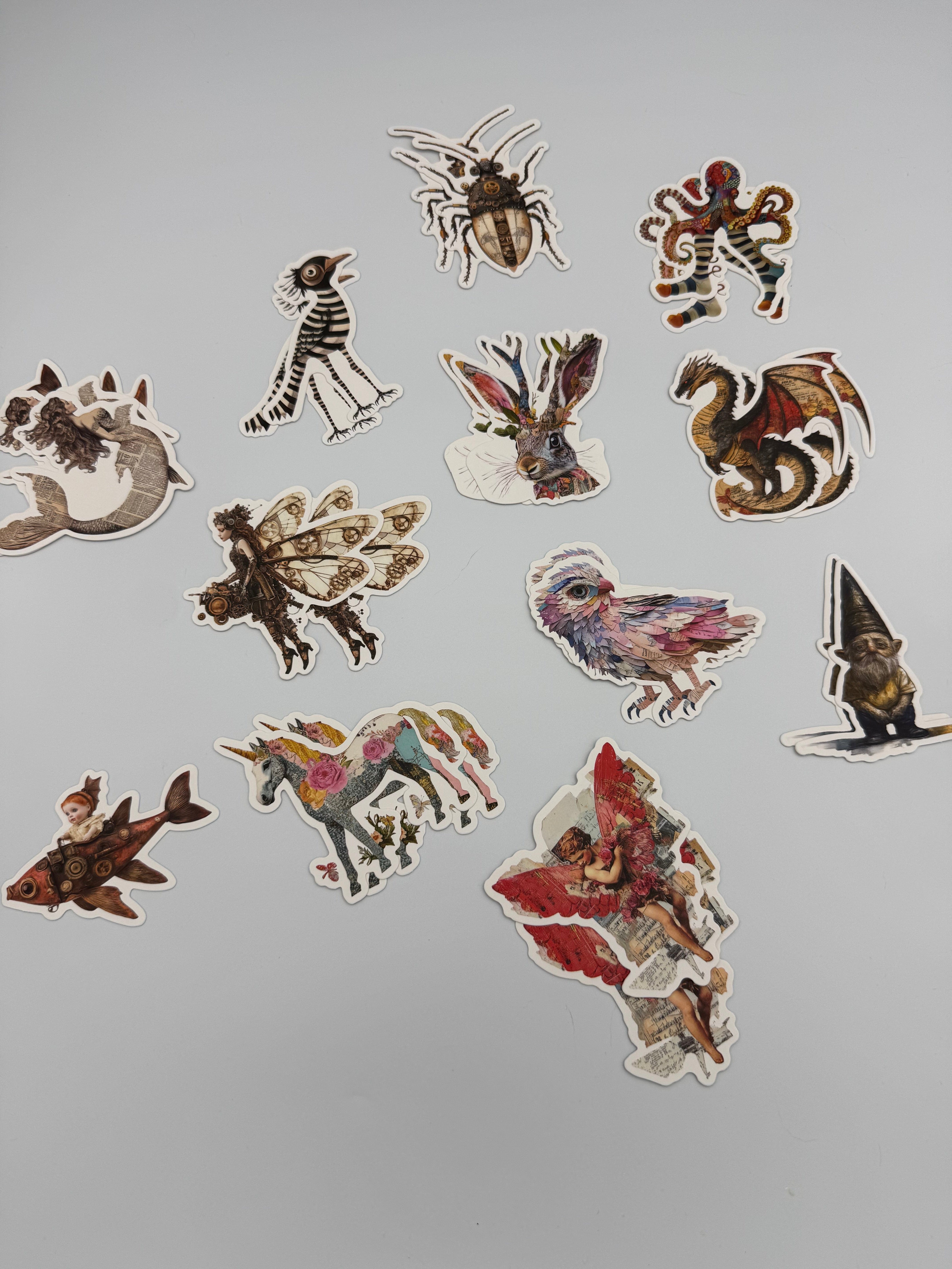 Collage Soup Fantastical Creatures Chonky Bites | 12 Unique Designs (24 Total) Cardstock Die Cuts for Mixed Media