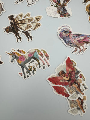 Collage Soup Fantastical Creatures Chonky Bites | 12 Unique Designs (24 Total) Cardstock Die Cuts for Mixed Media