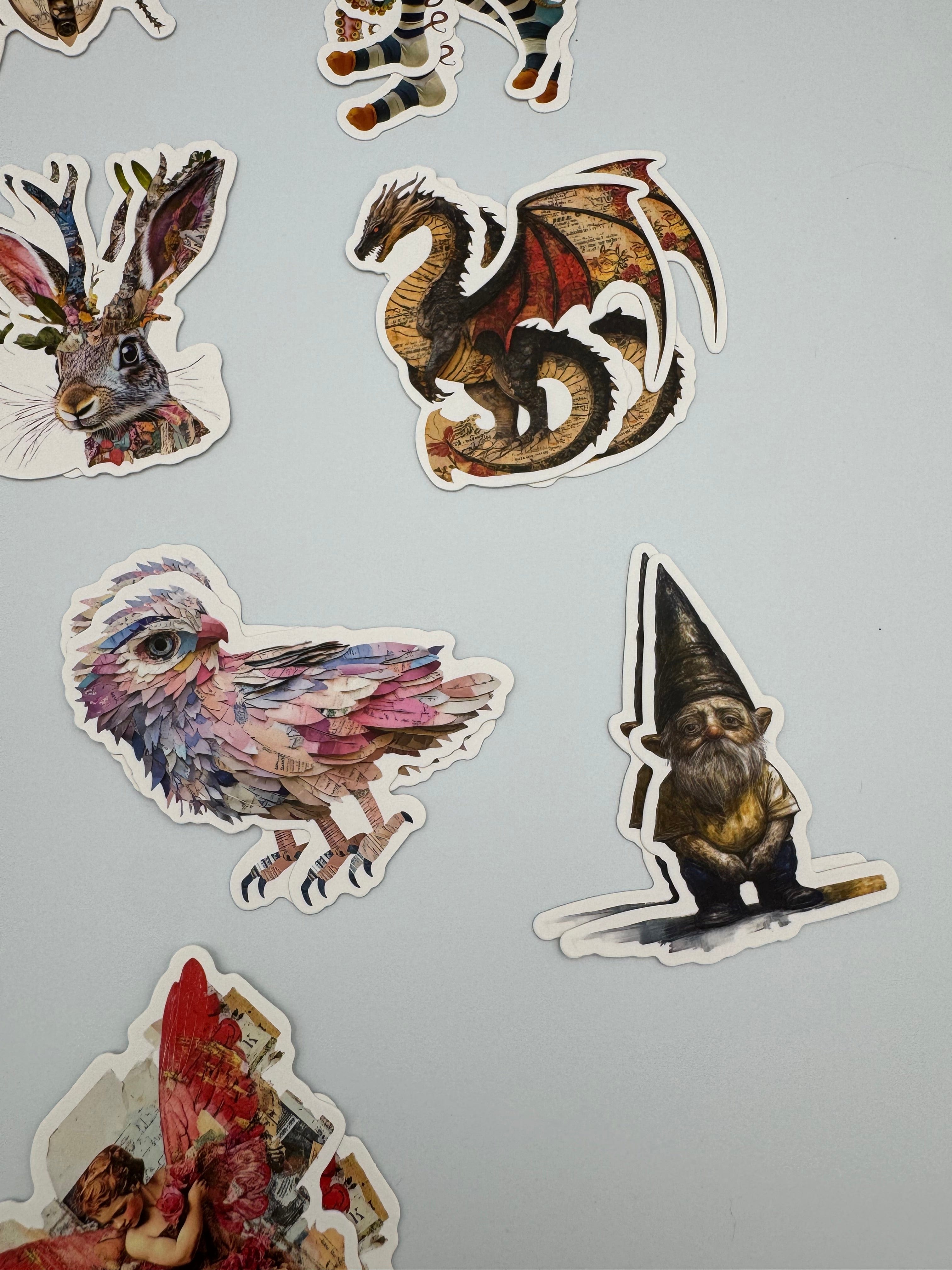 Collage Soup Fantastical Creatures Chonky Bites | 12 Unique Designs (24 Total) Cardstock Die Cuts for Mixed Media