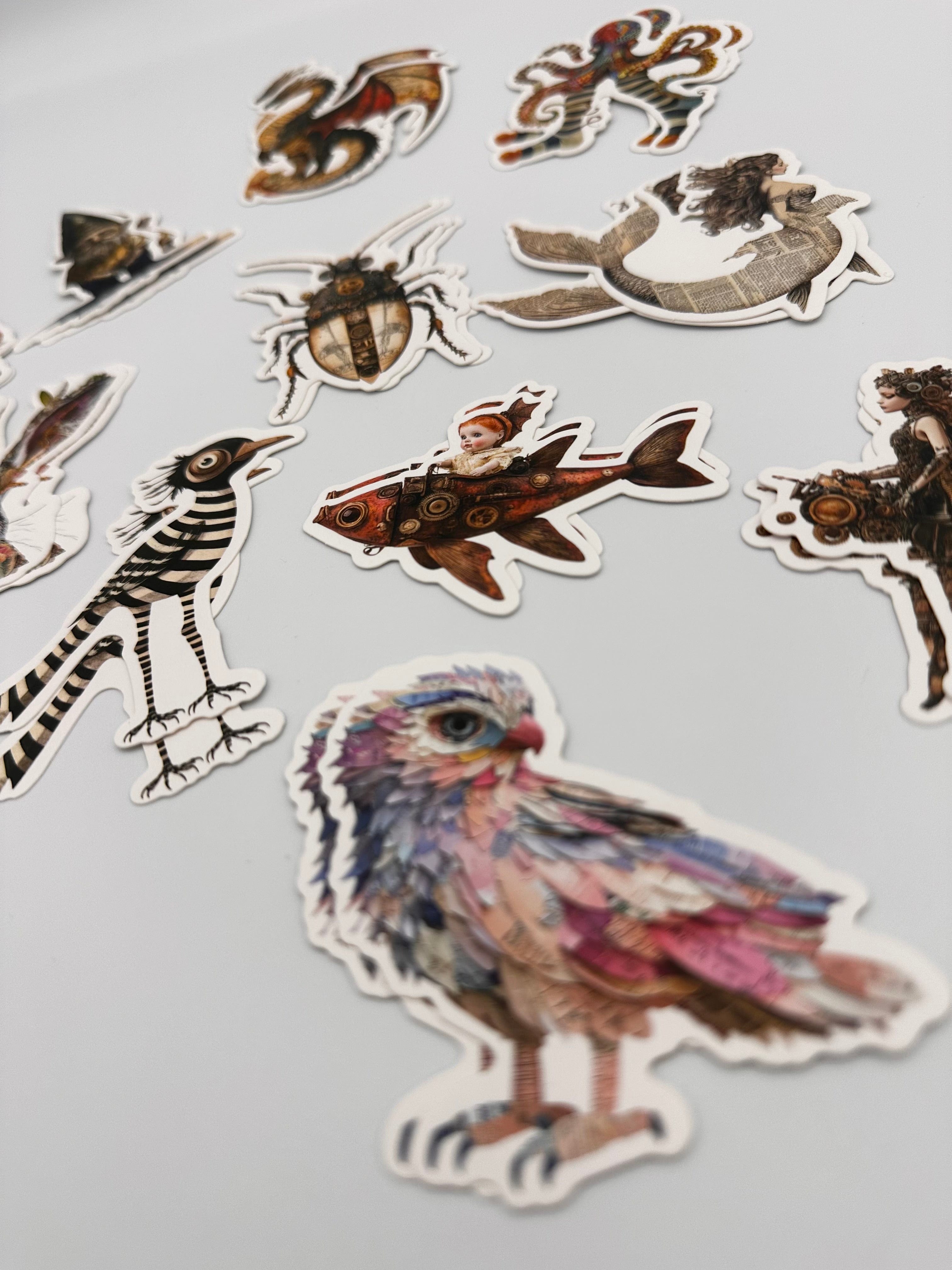 Collage Soup Fantastical Creatures Chonky Bites | 12 Unique Designs (24 Total) Cardstock Die Cuts for Mixed Media