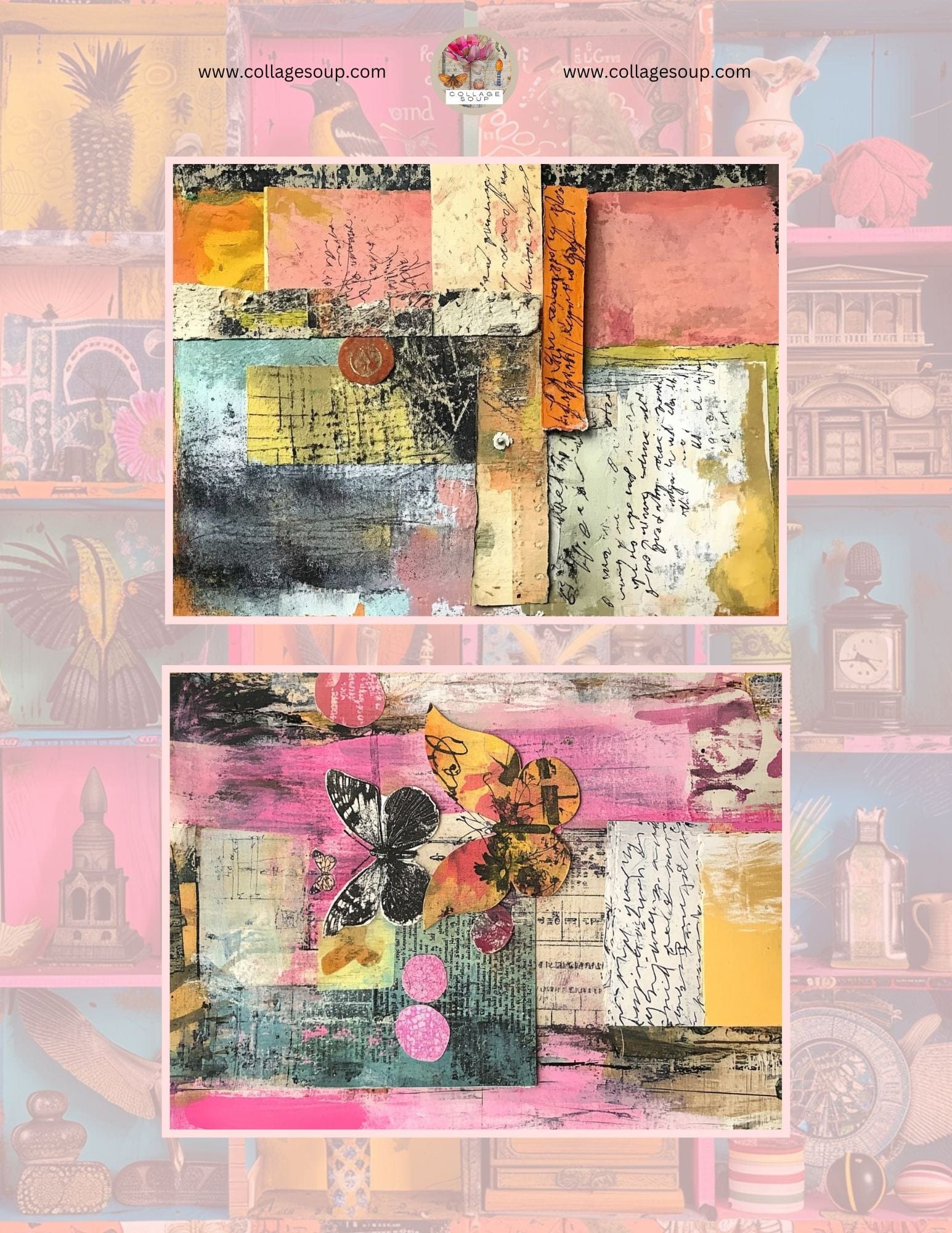 Collage Soup Free Mixed Media Backgrounds | Printable Collage Sheets for Journaling & Art
