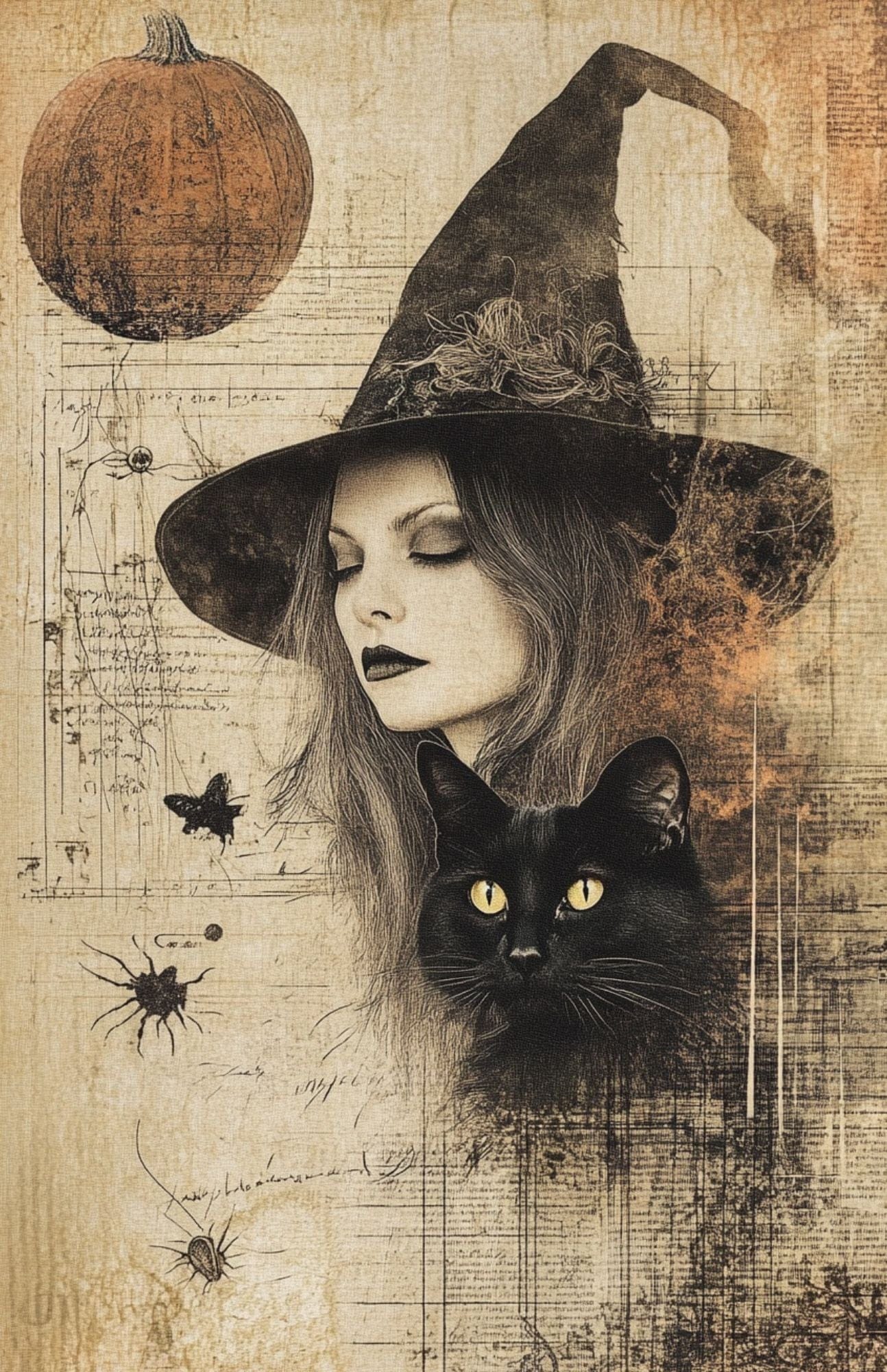 Collage Soup Halloween Spooky Bougie – Translucent Scrap Pack | 50 Vellum Sheets for Collage, Journals & Mixed Media