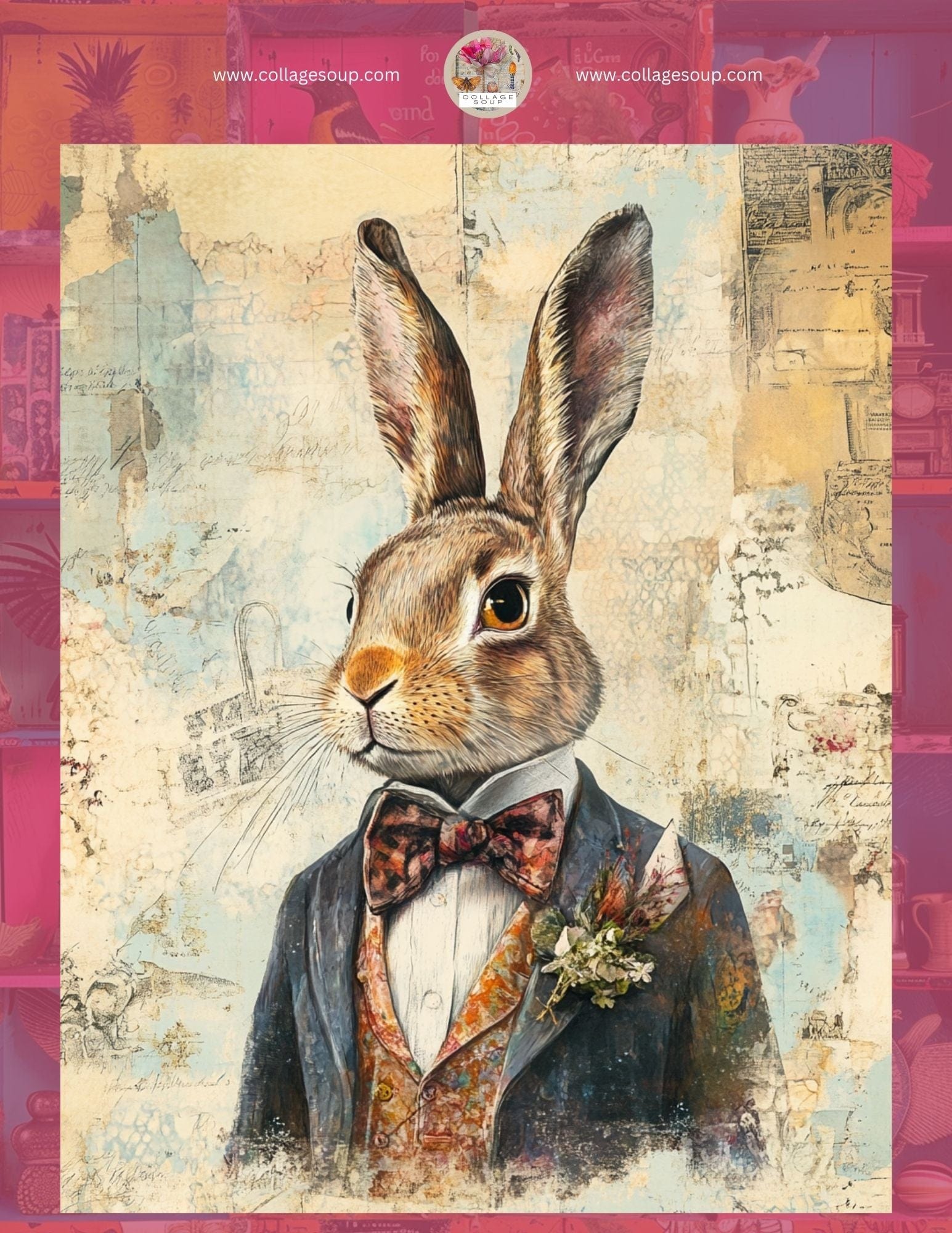 Collage Soup Hare Rabbits - FREEBIE 2125