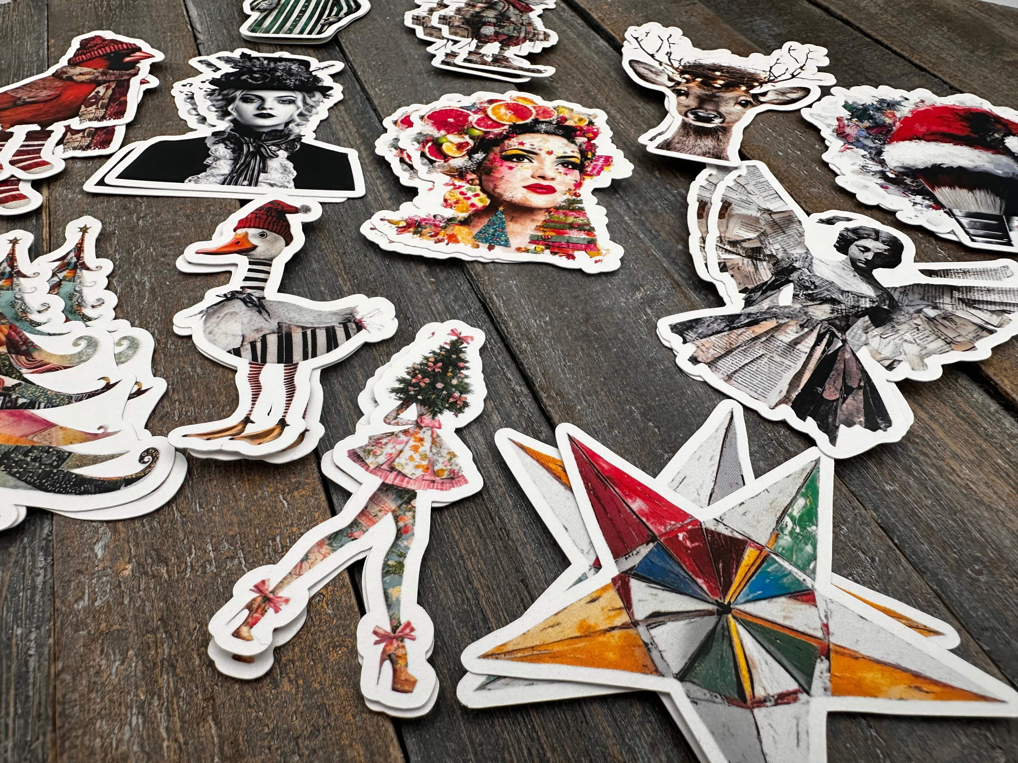 Collage Soup Ho, Ho, What?! – 24 Holiday Die Cuts | 12 Designs of Whimsical Collage Christmas Characters