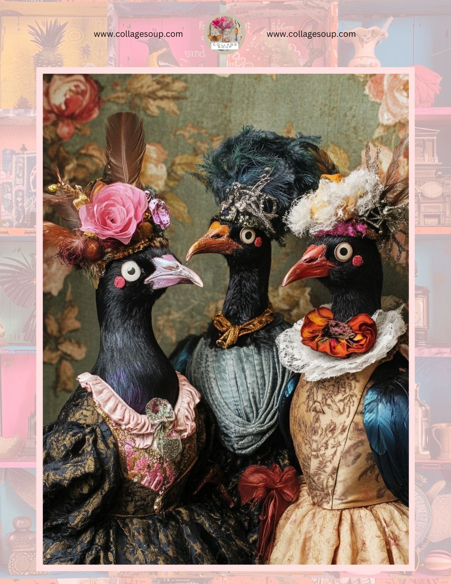 Collage Soup Holiday Birds | eBook | Festive collage sheets for seasonal journals & mixed media