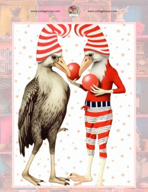 Collage Soup Holiday Birds | eBook | Festive collage sheets for seasonal journals & mixed media