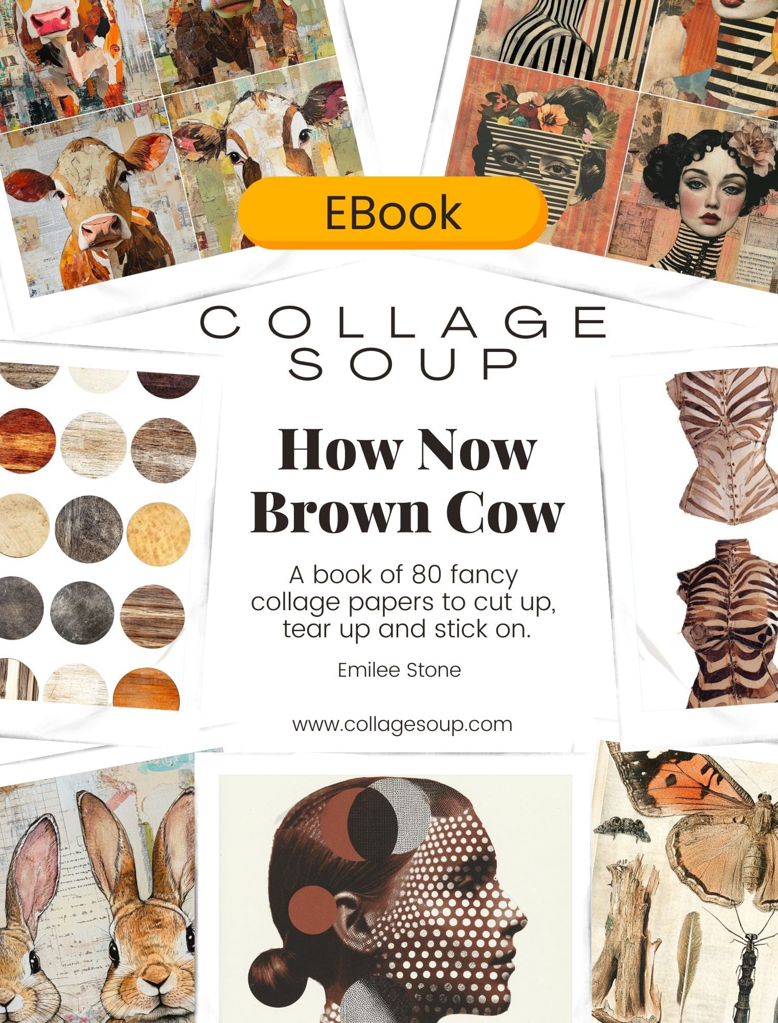 Collage Soup How Now Brown Cow eBook| Earthy Browns for Junk Journals