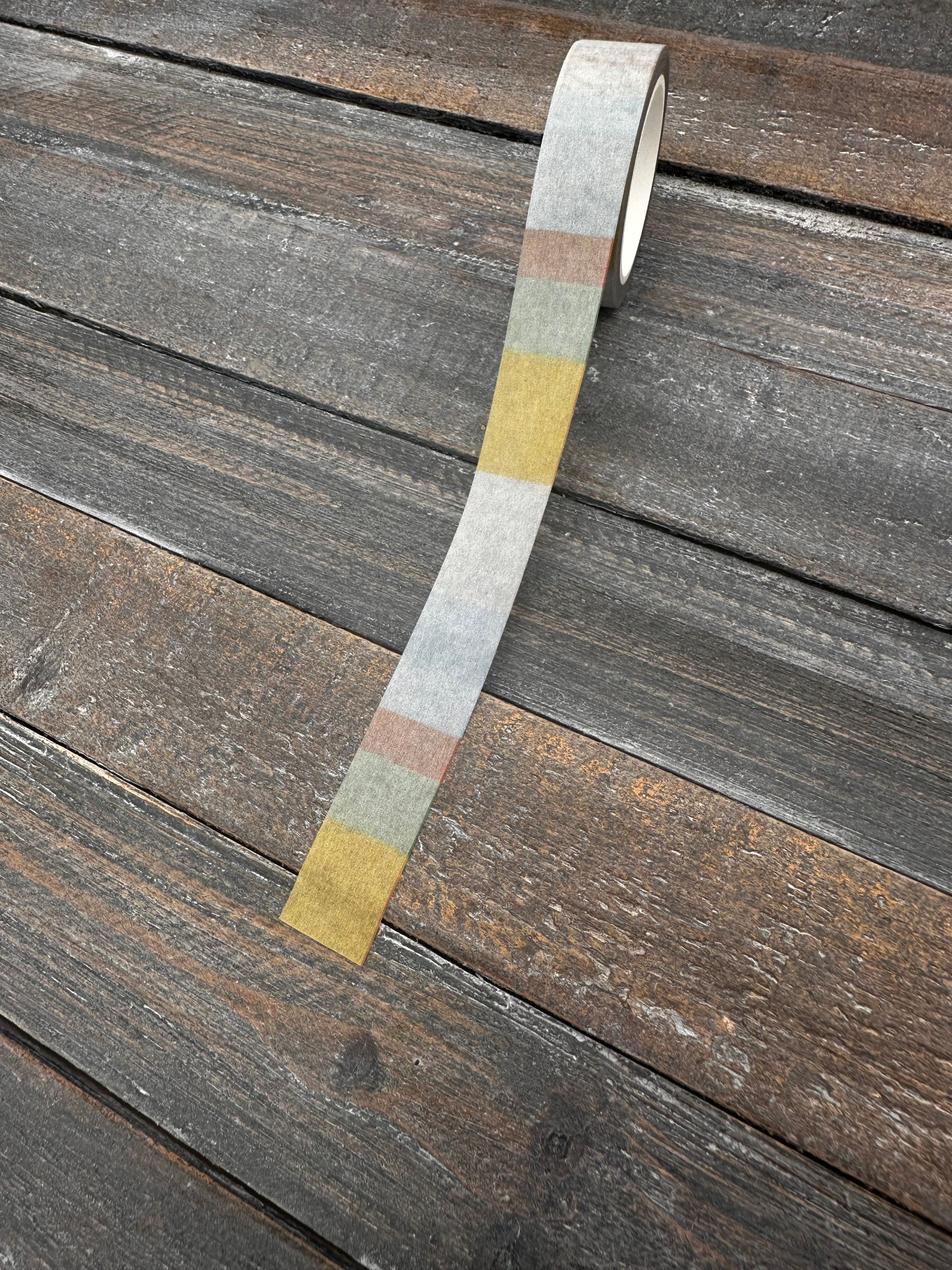 Collage Soup Muted Block Stripes – Washi Tape | Mustard, Sage, Blue & Rust Stripes for Journals & Collage