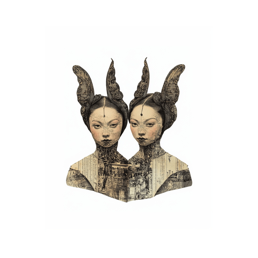 Collage Soup Mystical Twins Digi-Bites | Digital Download | Digital Die Cuts for Collage, Journaling, Mixed Media