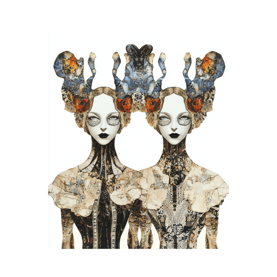 Collage Soup Mystical Twins Digi-Bites | Digital Download | Digital Die Cuts for Collage, Journaling, Mixed Media