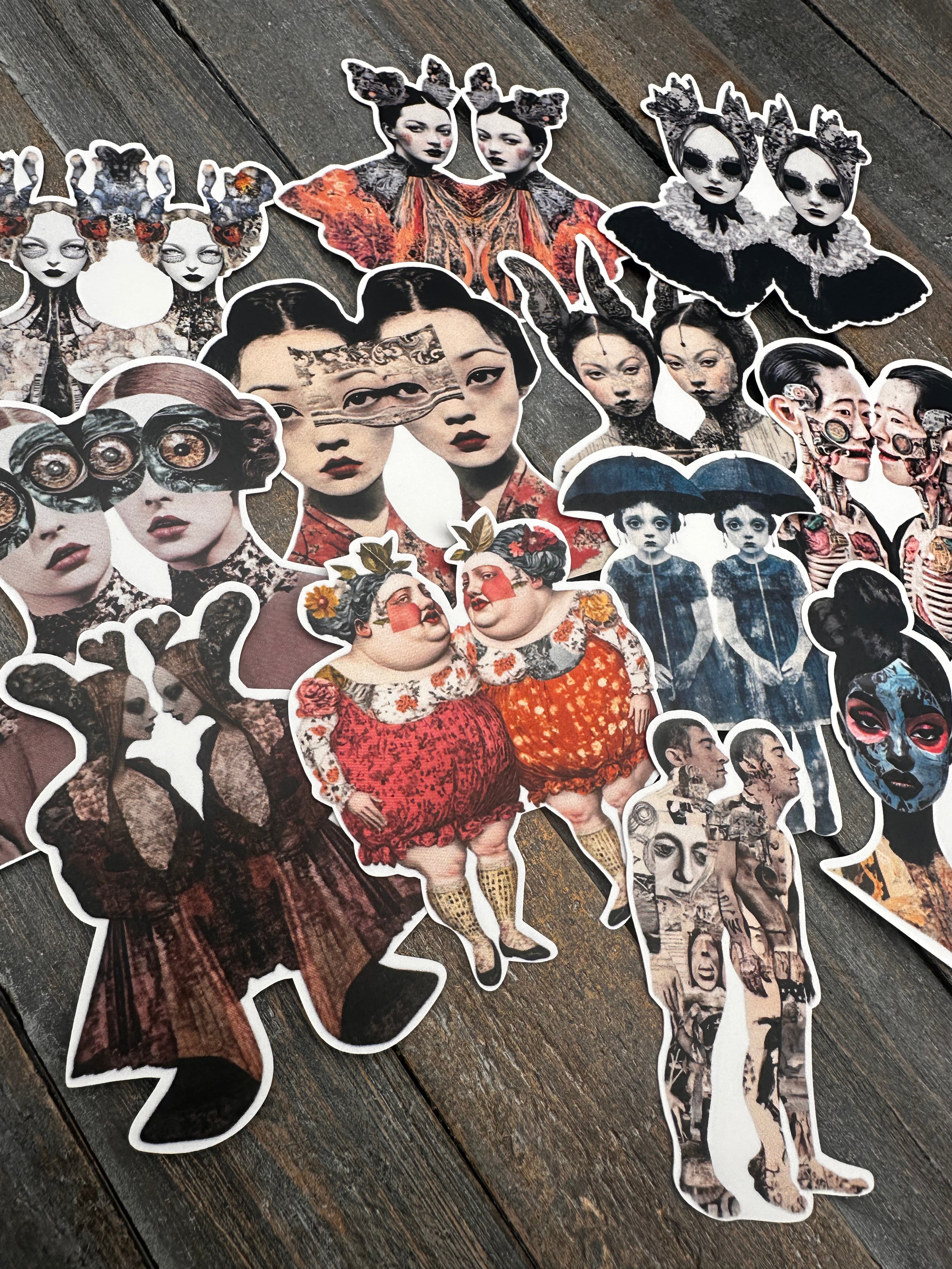 Collage Soup Mystical Twins Paper Bites | Die Cuts | Premium Pieces for Collage, Journaling, Mixed Media