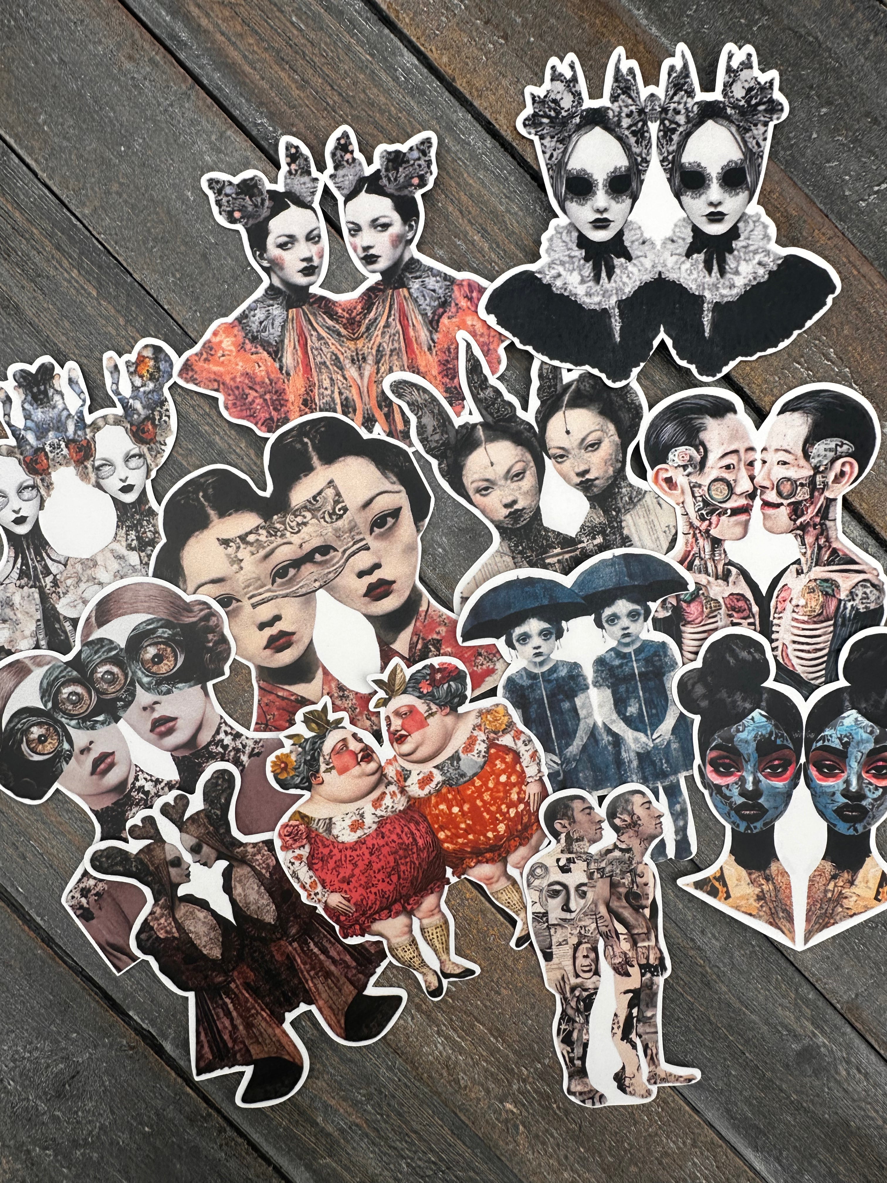 Collage Soup Mystical Twins Paper Bites | Die Cuts | Premium Pieces for Collage, Journaling, Mixed Media