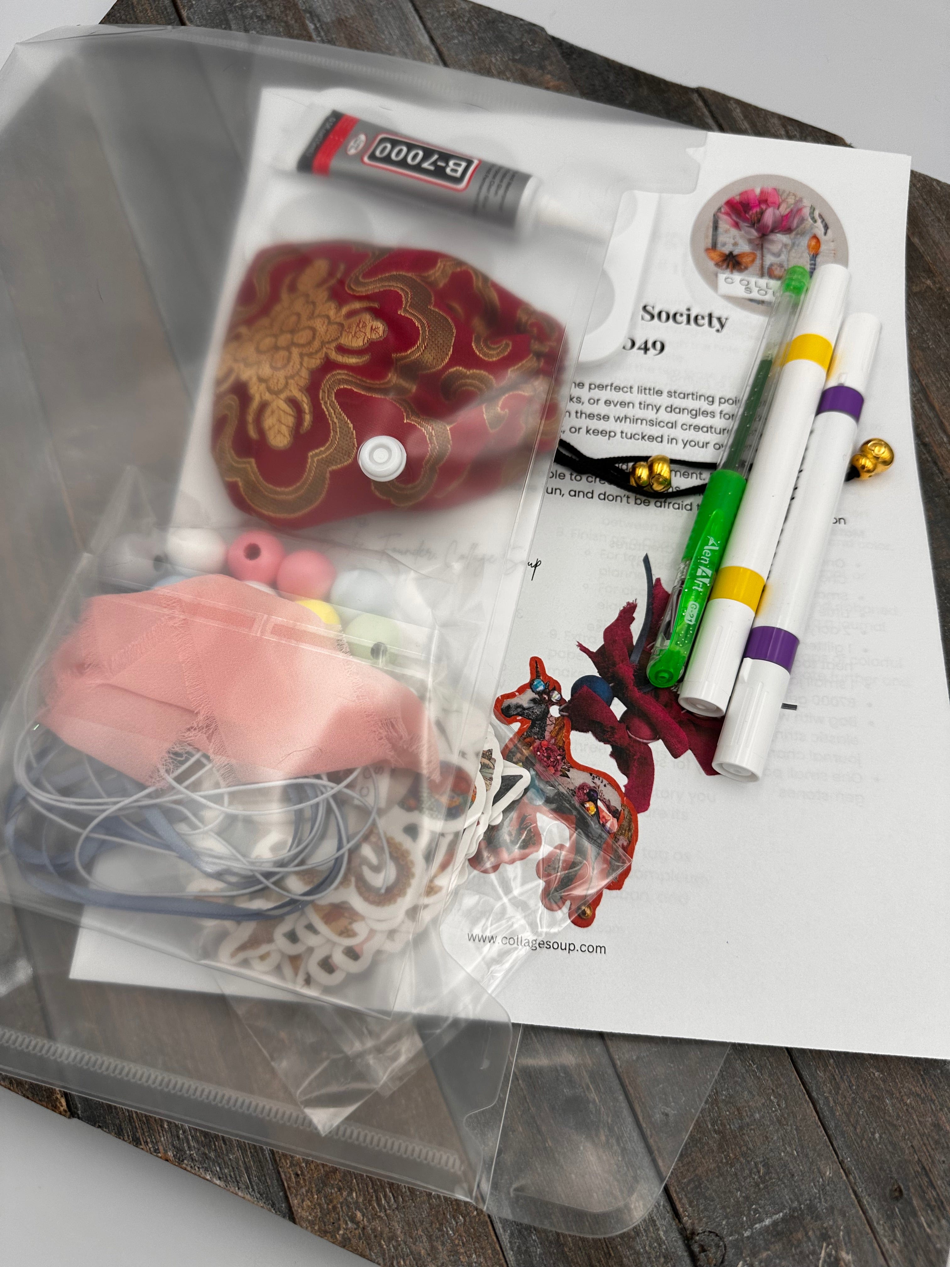 Collage Soup Project 1049 – Fantastical Creatures Charms & Tags | DIY Craft Kit with Chonky Bites, Beads & Glitter