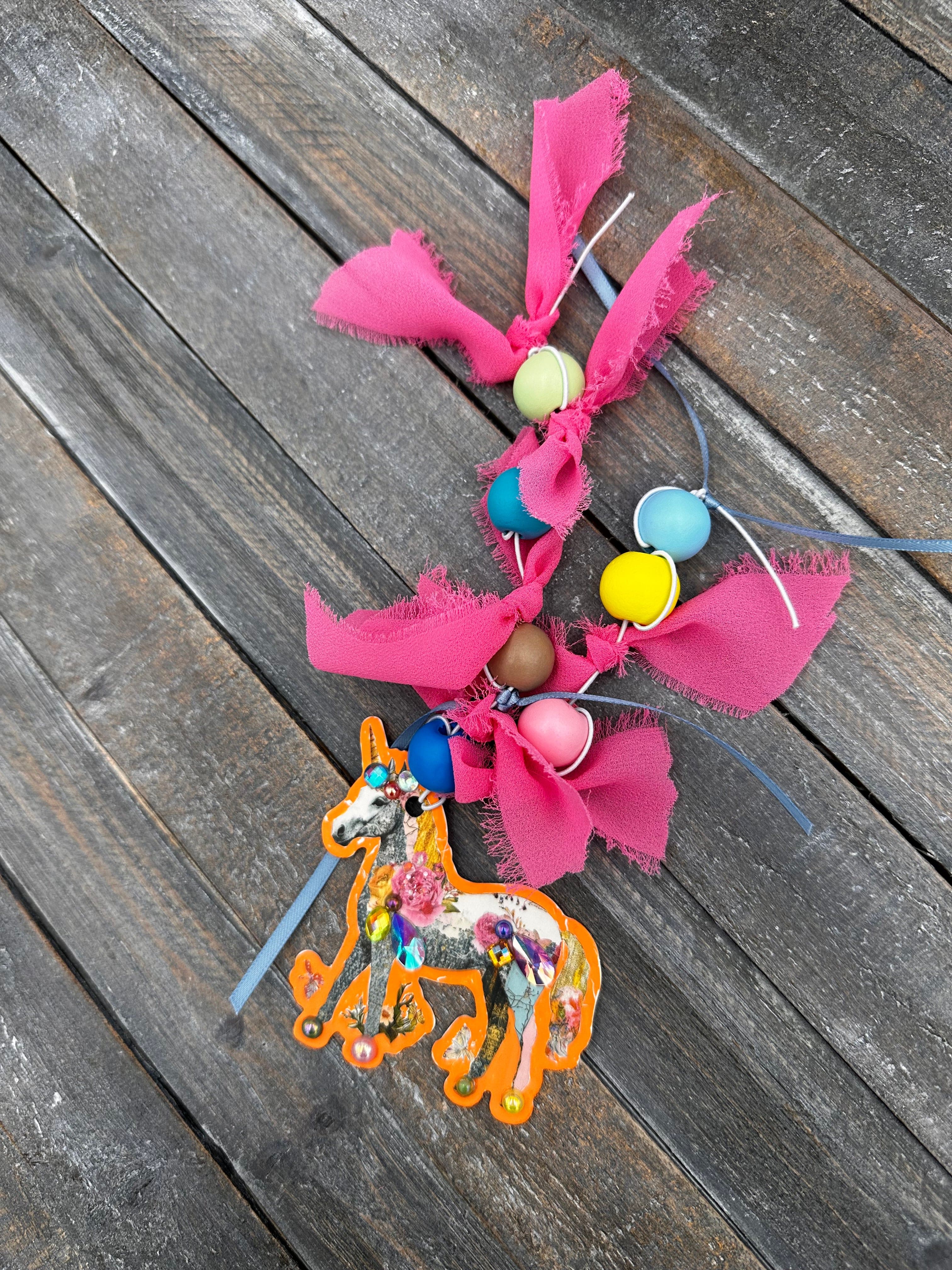 Collage Soup Project 1049 – Fantastical Creatures Charms & Tags | DIY Craft Kit with Chonky Bites, Beads & Glitter