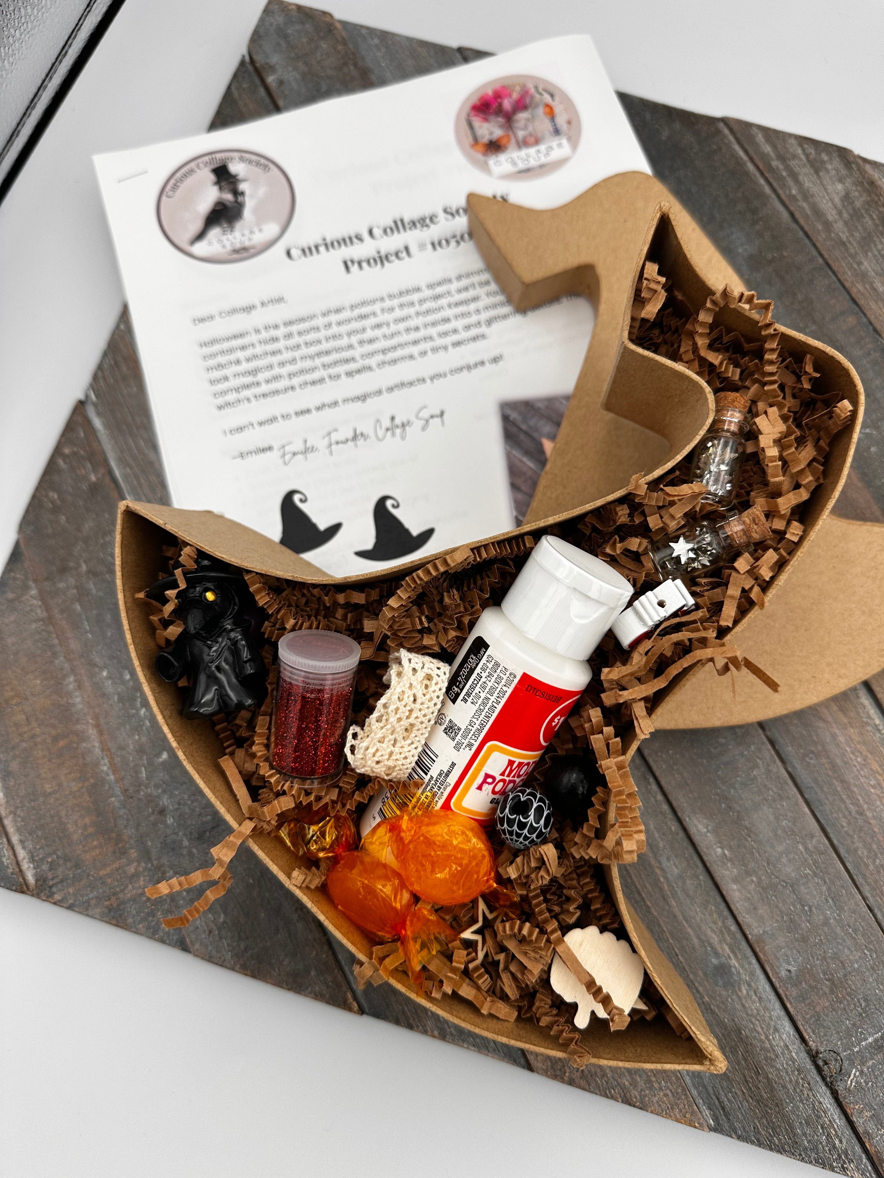Collage Soup Project 1050 – Potion Keeper | DIY Collage Kit to Create a Magical Witch’s Hat Apothecary Box