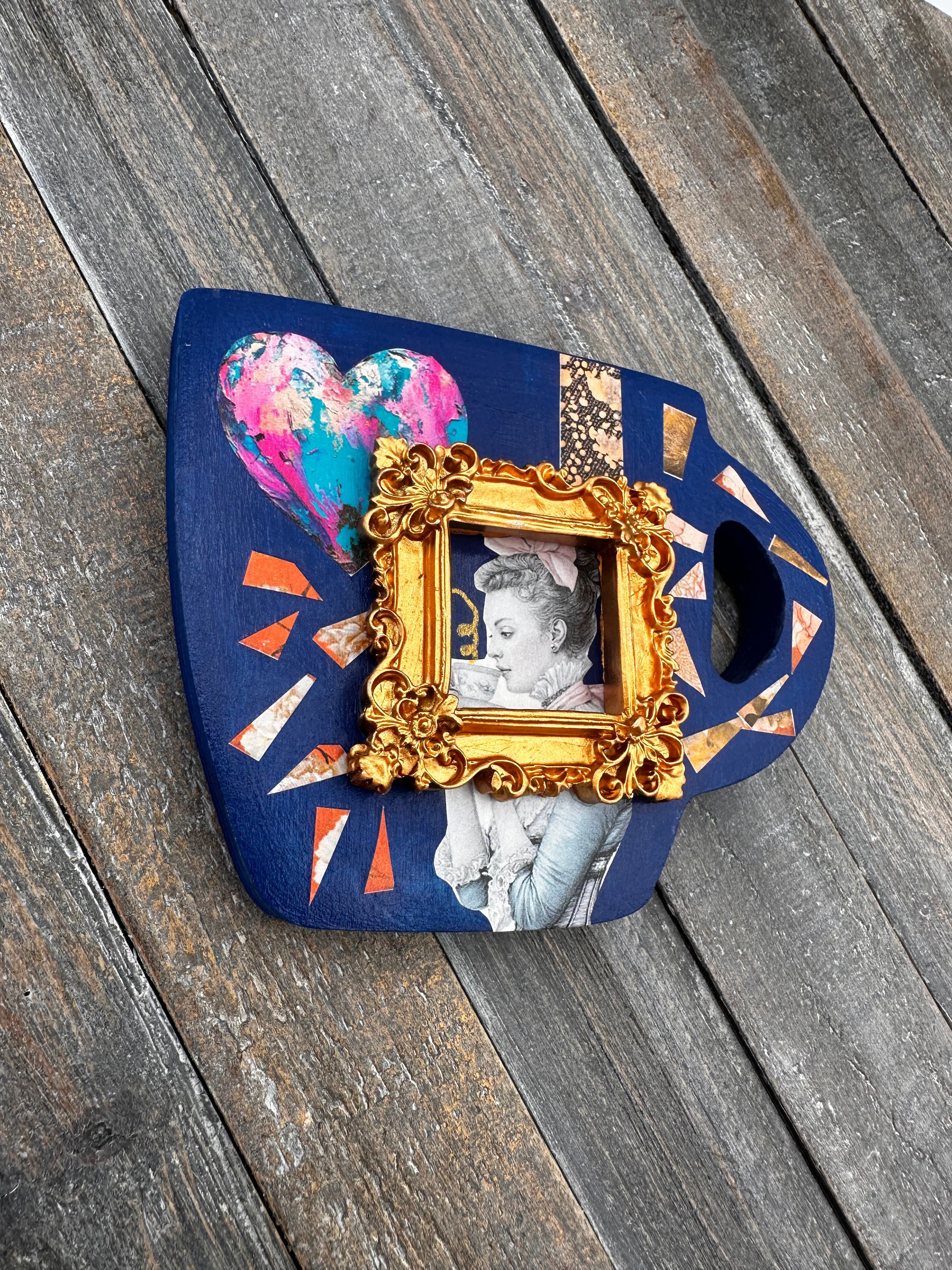 Collage Soup Project 1061 — The Tea Cup Shrine | Art Project Kit | Cozy mixed media shrine with tea-inspired elements