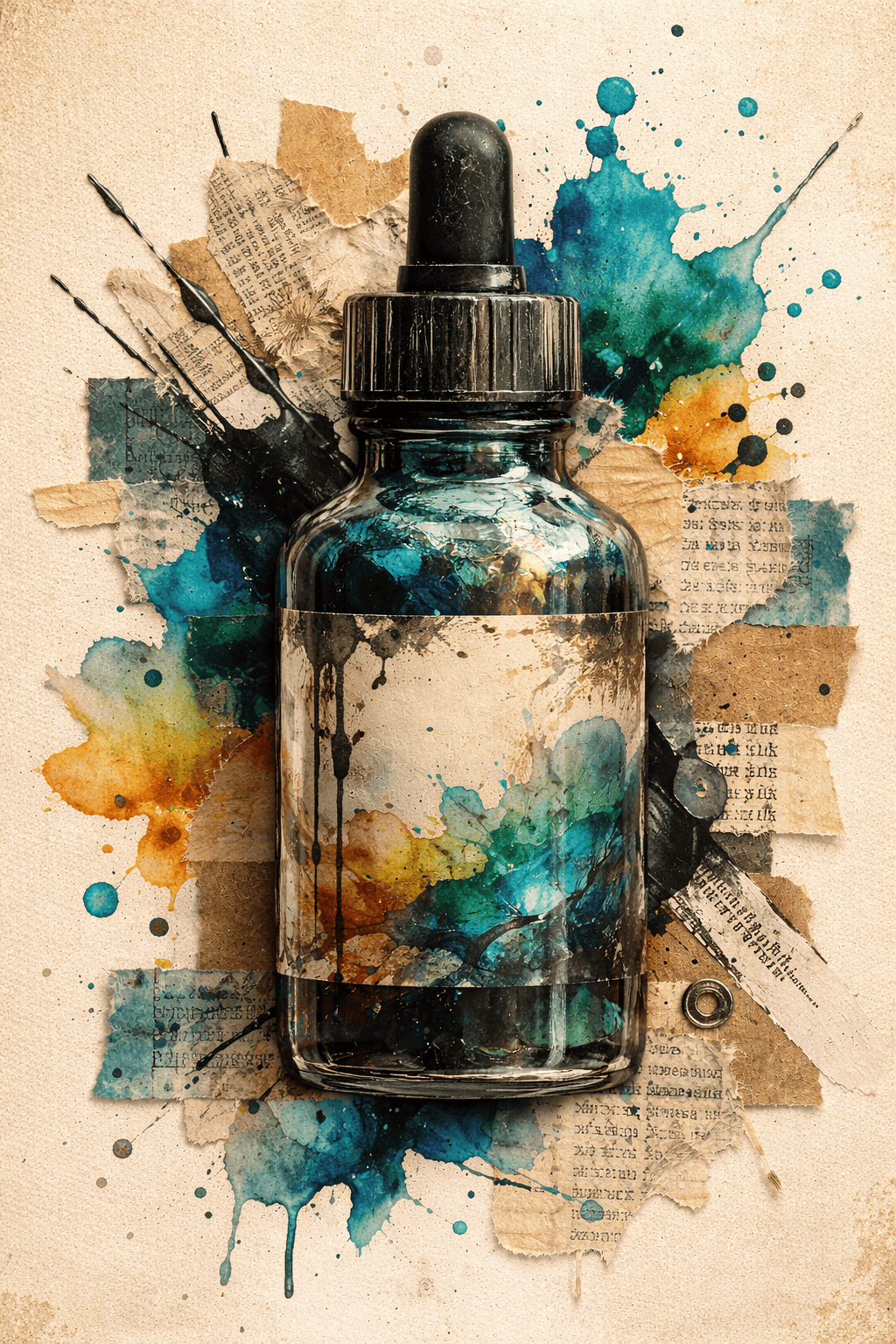 Collage Soup Project 1068 When Ink Resists | Digital Project | Alcohol ink resistance & hard-edge mixed media techniques