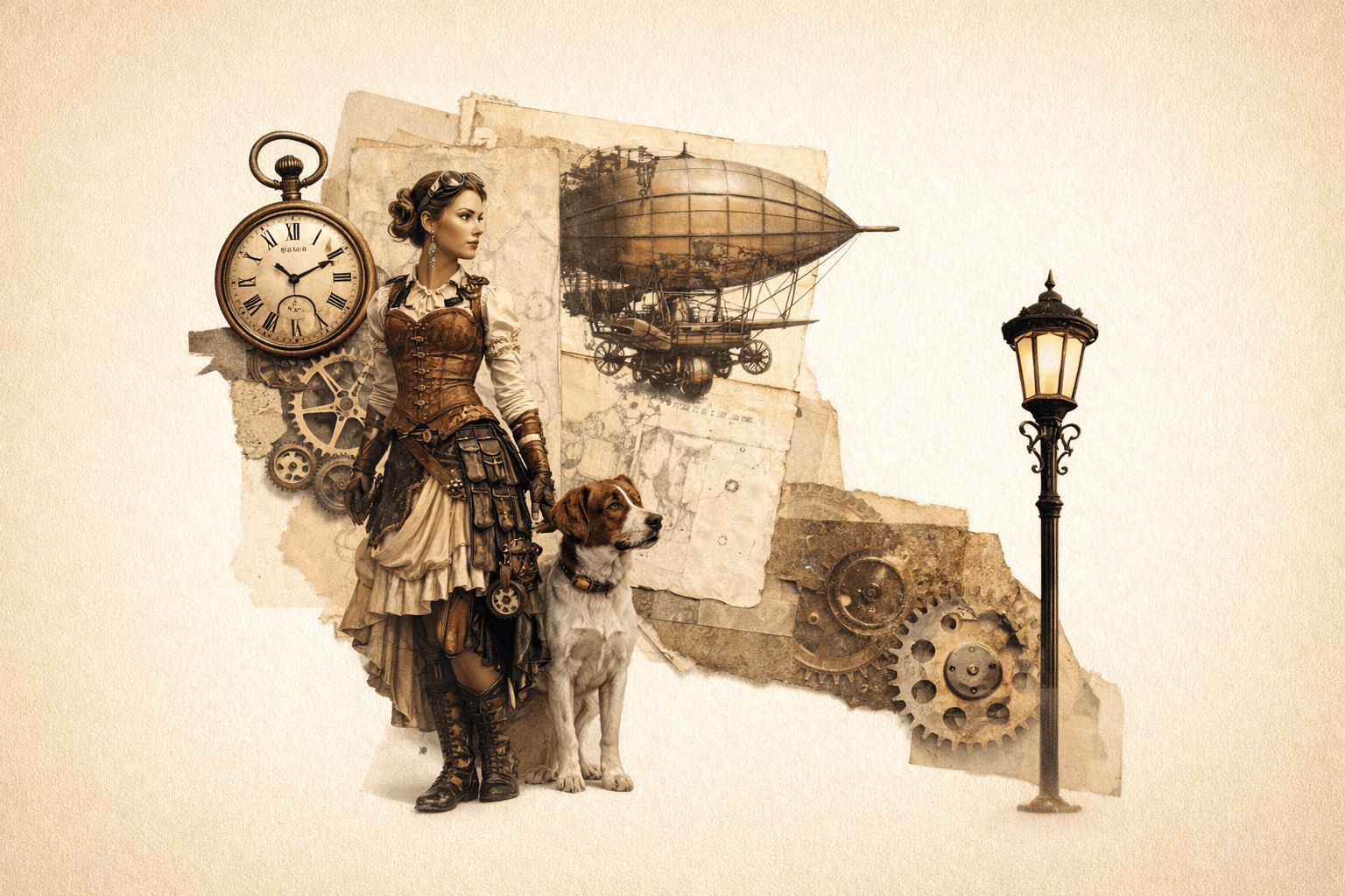 Collage Soup Project 1073 Held In Place | Digital Project | Steampunk composition practice with restraint