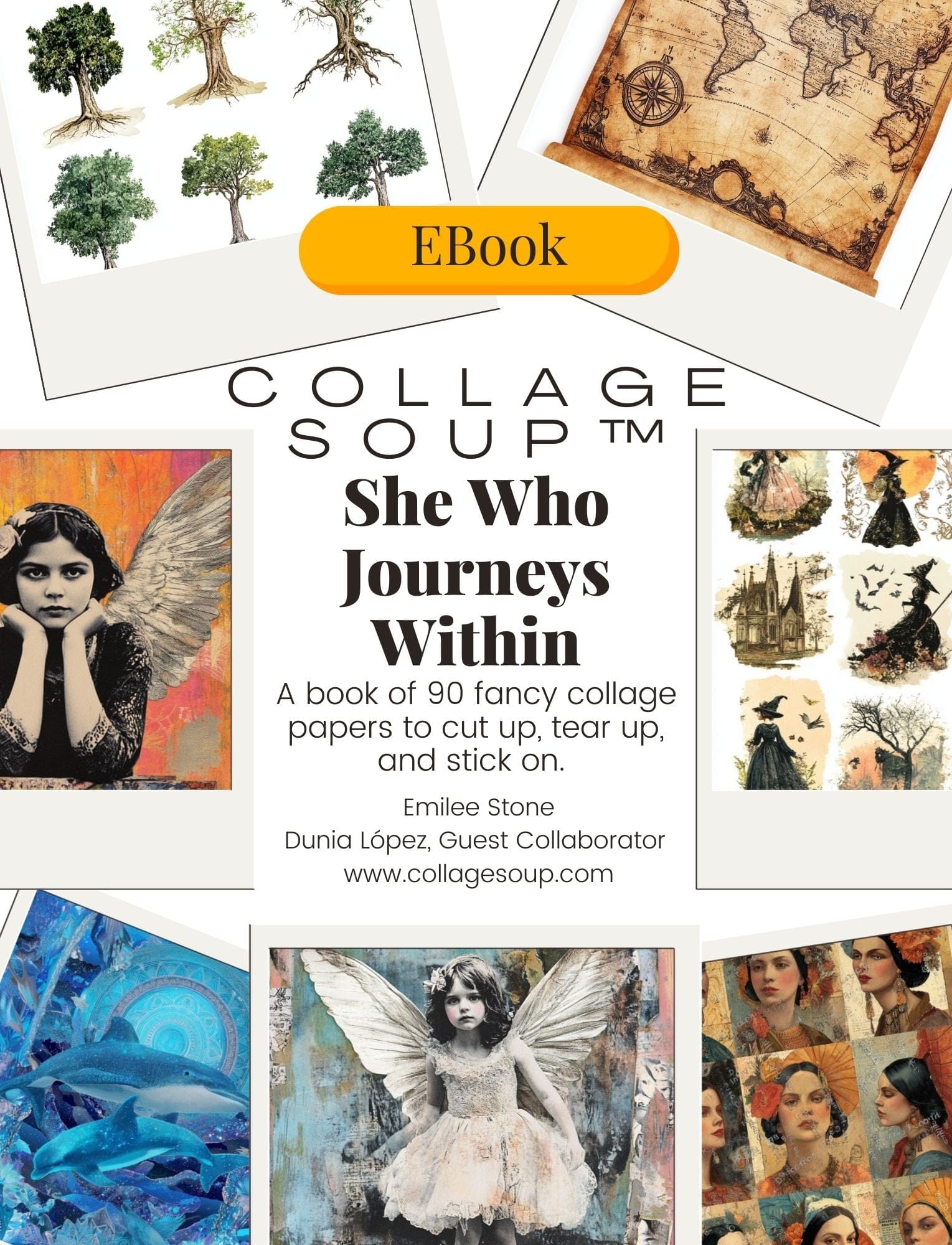 Collage Soup She Who Journeys Within (eBook) | A Visual Grimoire for Collage, Ritual & Inner Work – 100 Pages