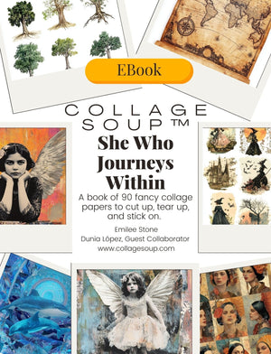 Collage Soup She Who Journeys Within (eBook) | A Visual Grimoire for Collage, Ritual & Inner Work – 100 Pages