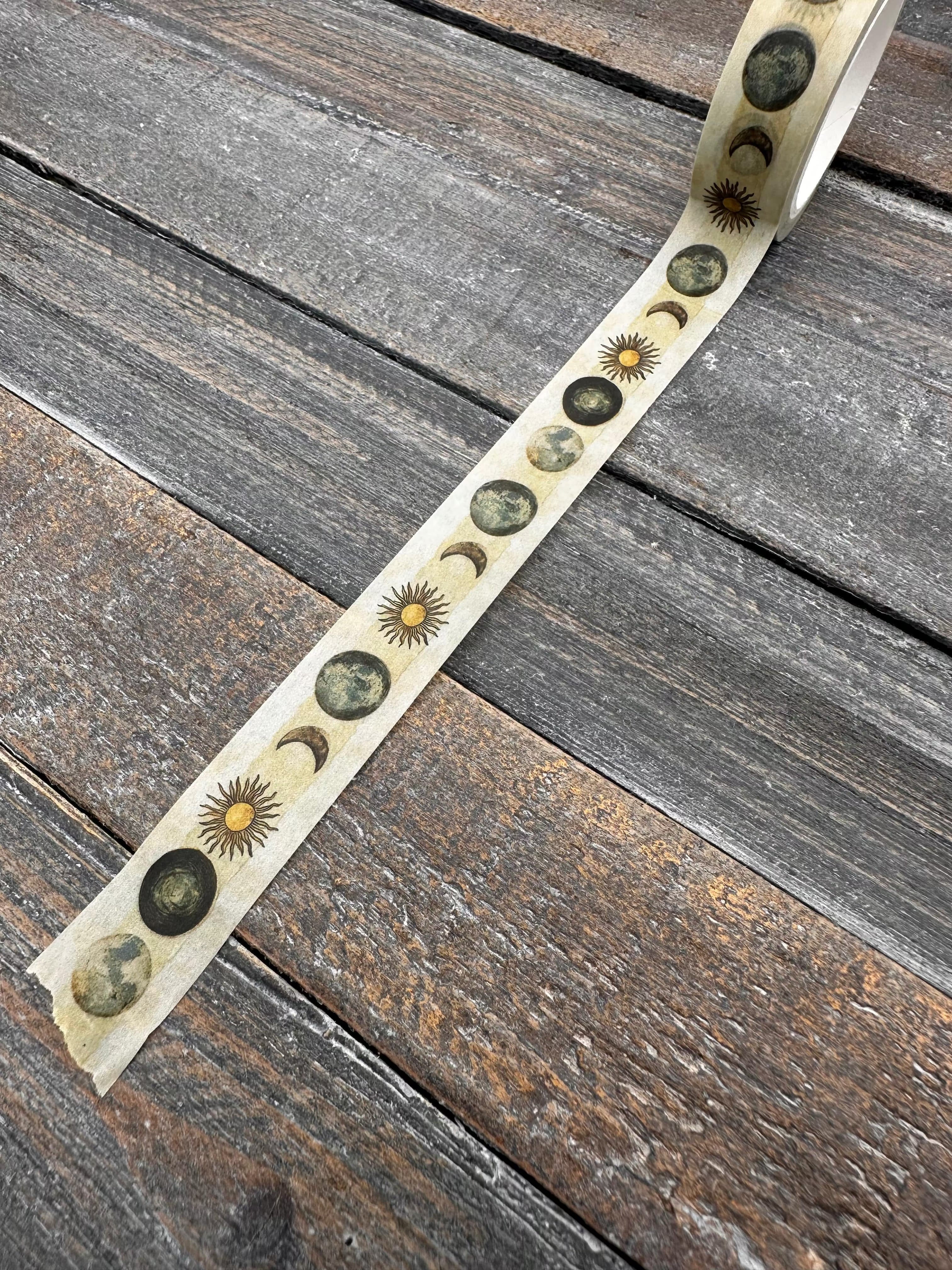 Collage Soup Suns & Moons – Washi Tape Set | Celestial Duo with Sun & Moon Phases for Journals & Collage