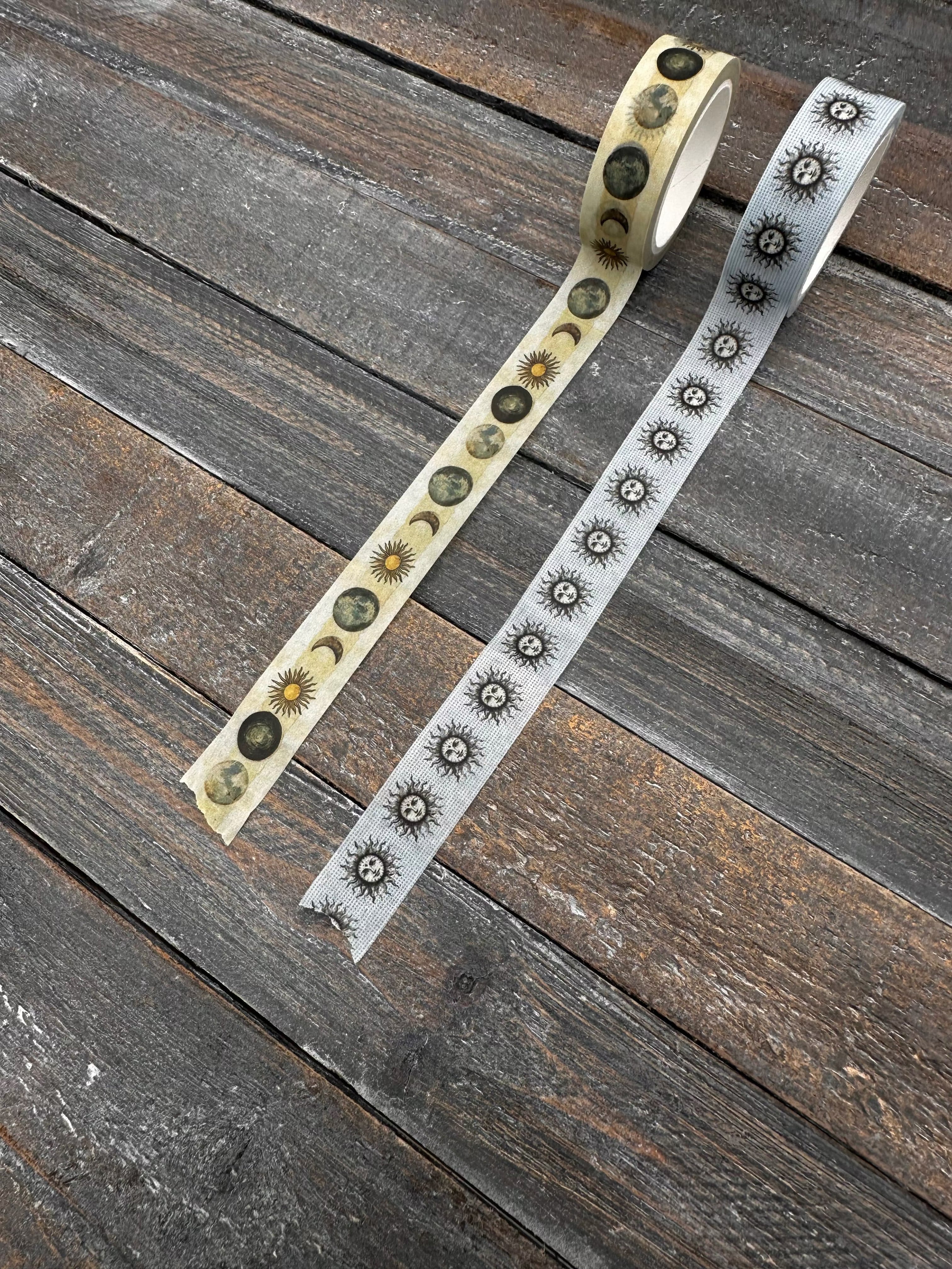 Collage Soup Suns & Moons – Washi Tape Set | Celestial Duo with Sun & Moon Phases for Journals & Collage