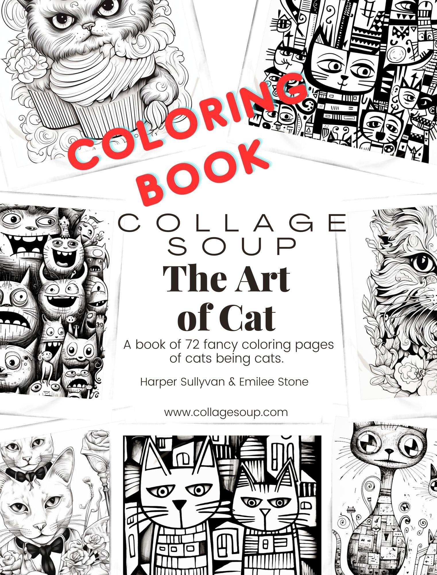 Collage Soup - The Art of Cat coloring book.