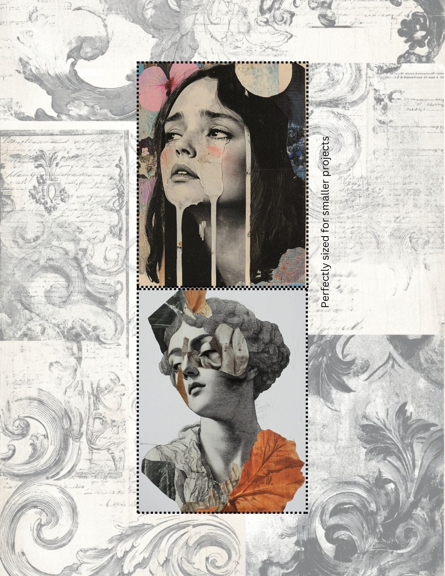 Collage Soup The Collagist’s Way | eBook | Fancy collage papers, scrollwork textures, artistic journaling pages