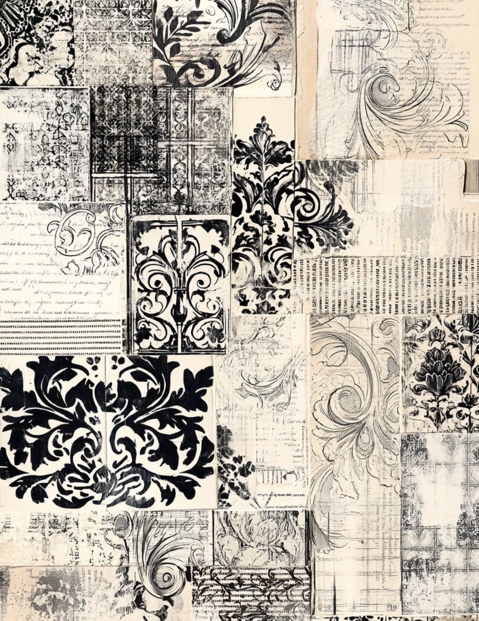 Collage Soup The Collagist’s Way | eBook | Fancy collage papers, scrollwork textures, artistic journaling pages