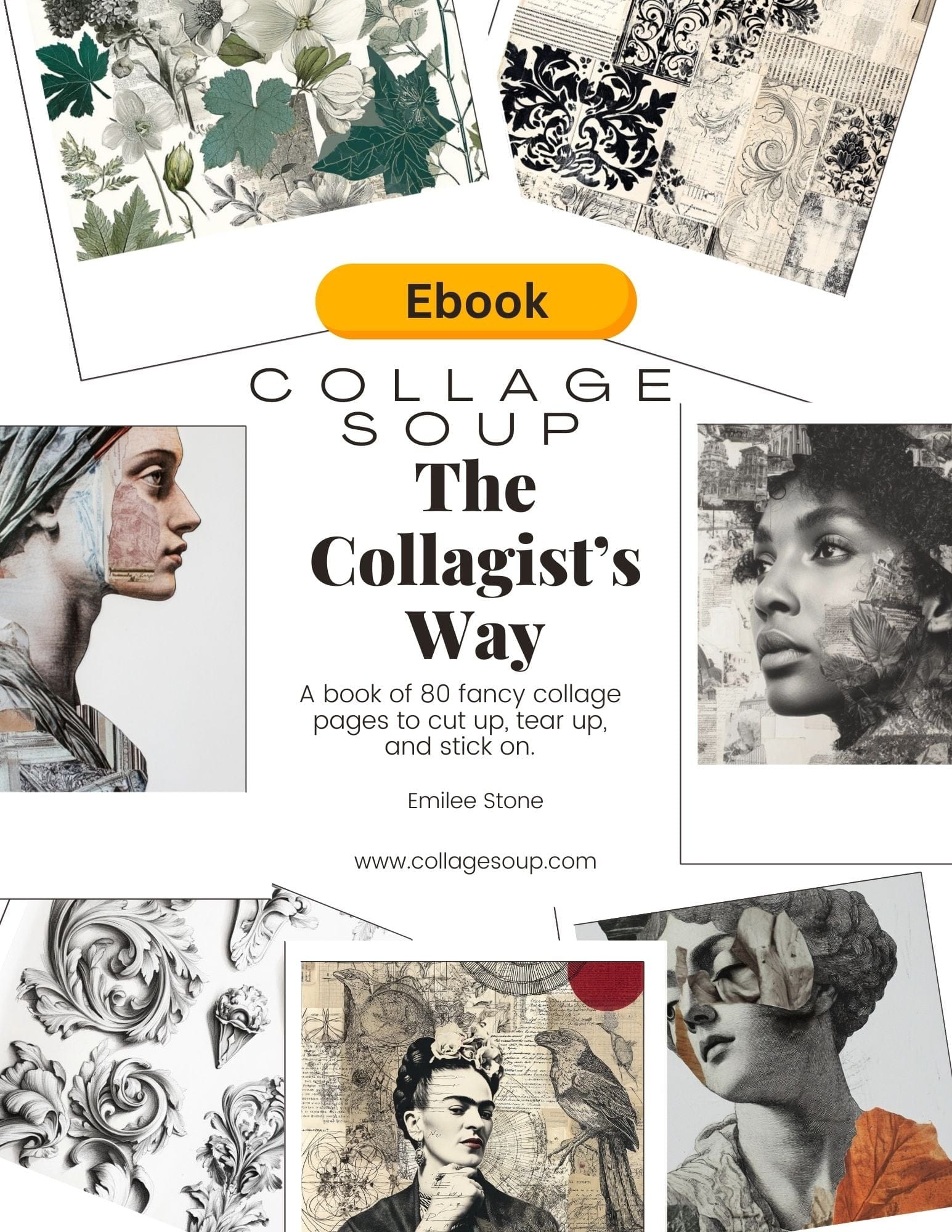 Collage Soup The Collagist’s Way | eBook | Fancy collage papers, scrollwork textures, artistic journaling pages