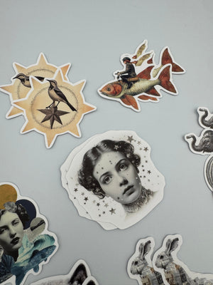 Collage Soup The Mismatched Crew Sticky Bites | 12 Quirky Designs (24 Total) Glossy Vinyl Stickers for Creative Projects