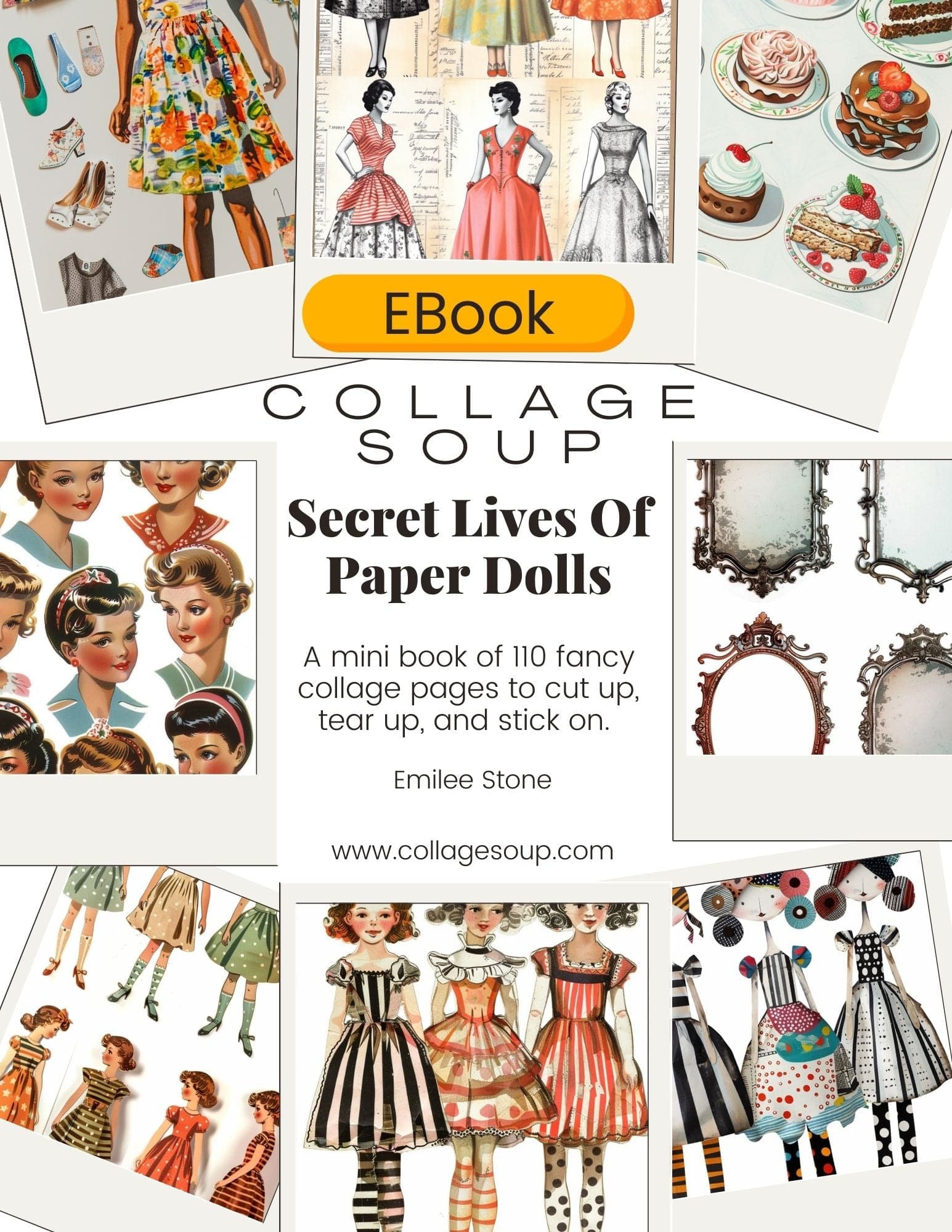 Collage Soup The Secret Lives of Paper Dolls | eBook | Vintage paper doll collage elements for mixed media & journals