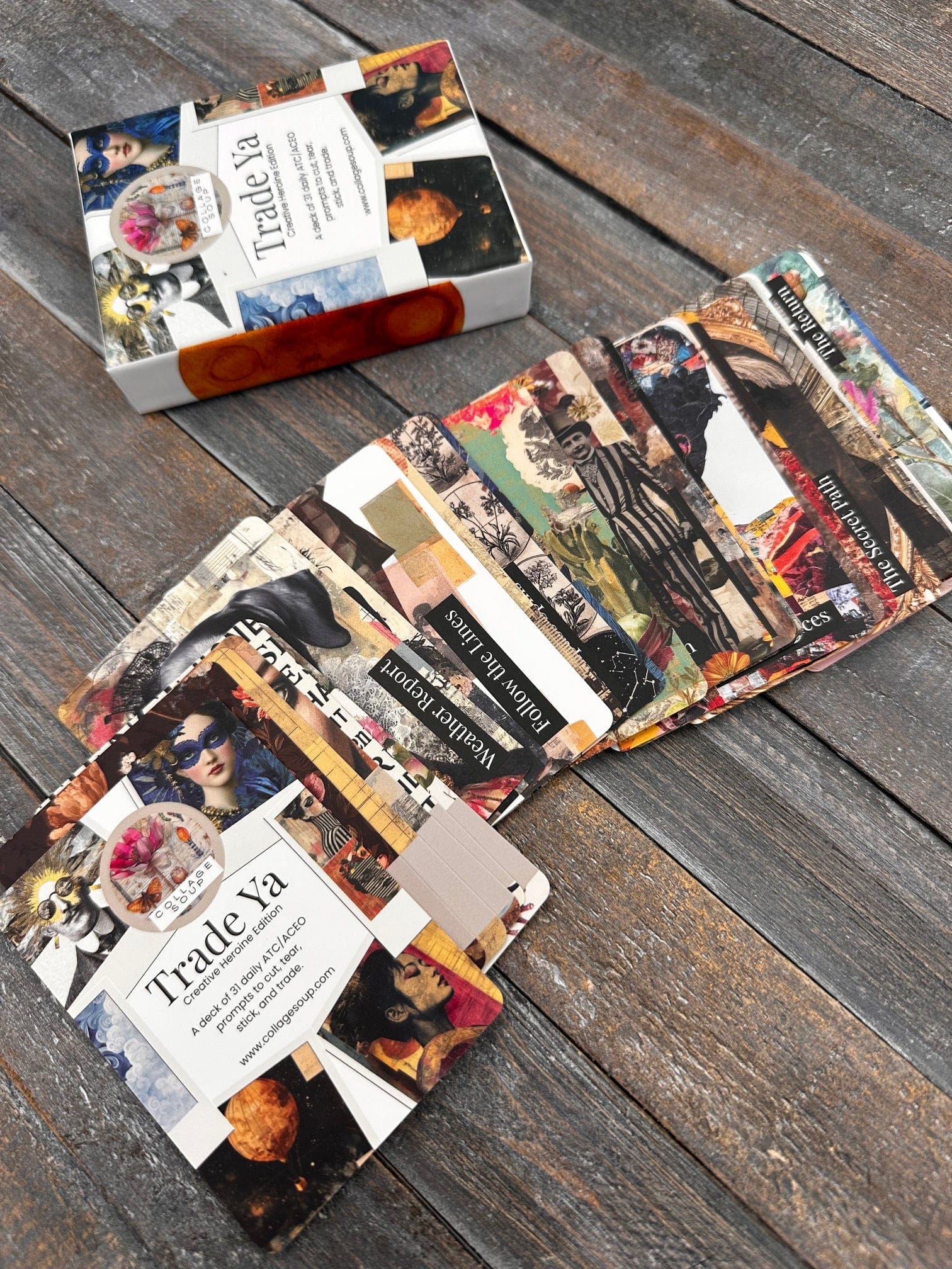 Collage Soup Trade Ya! — Creative Heroine Edition | Prompt Deck | 31-card ATC art prompts for daily creative practice
