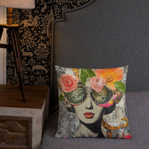 Printful Goggle Lady Throw Pillow (18”x18”)